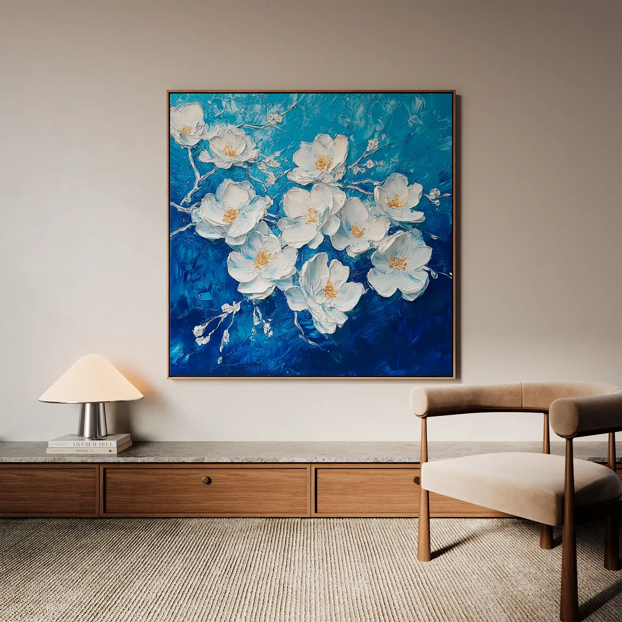 Floral 1316 Canvas Art 60 x 60 cm / Black