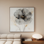 Floral 1317 Canvas Art 16" x 16" / 40 x 40 cm / Black