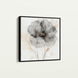 Floral 1317 Canvas Art 16" x 16" / 40 x 40 cm / Black