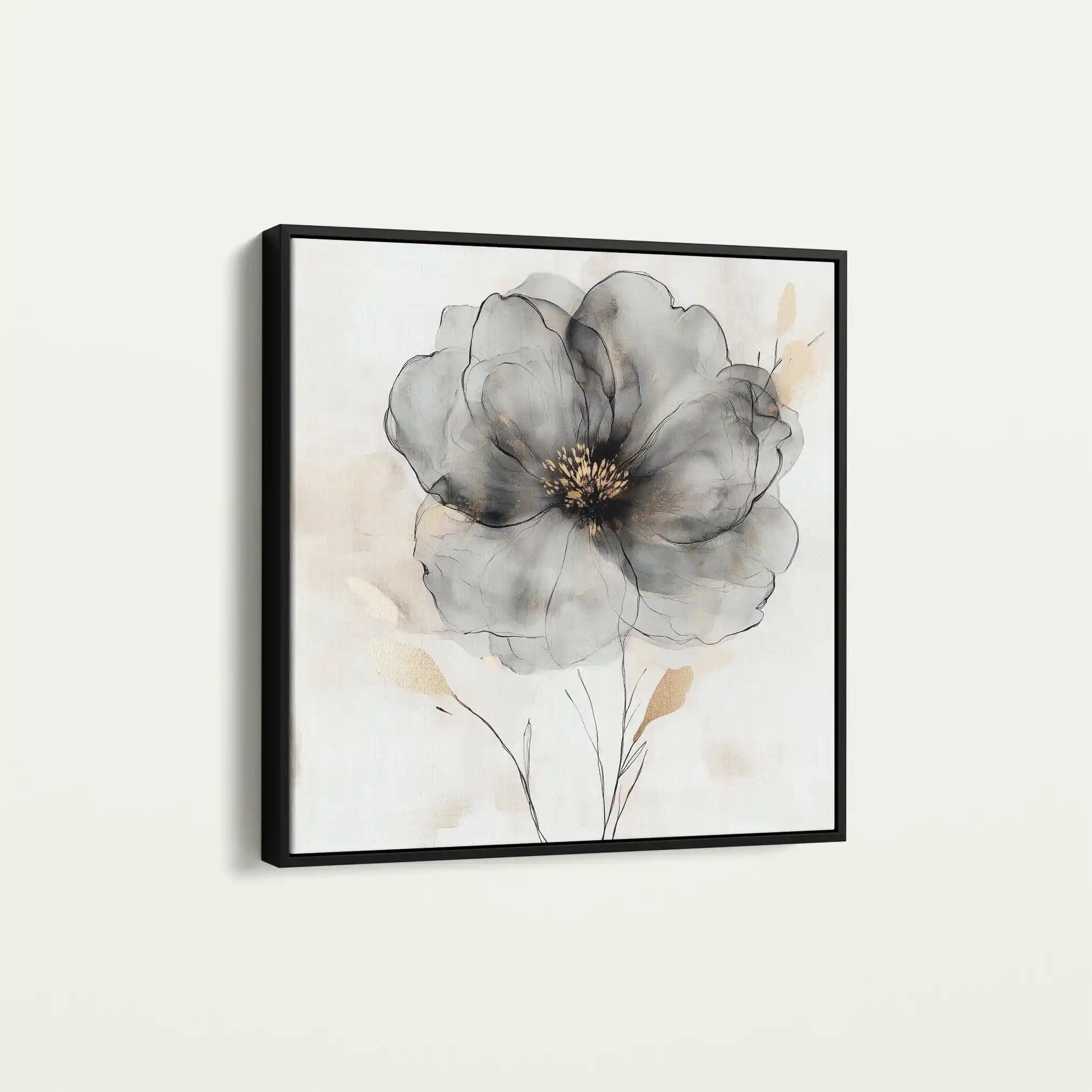 Floral 1317 Canvas Art 16" x 16" / 40 x 40 cm / Black