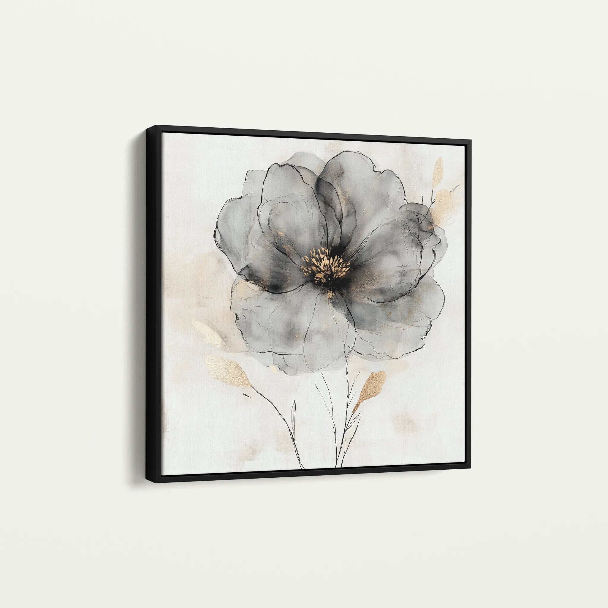 Floral 1317 Canvas Art 16" x 16" / 40 x 40 cm / Black