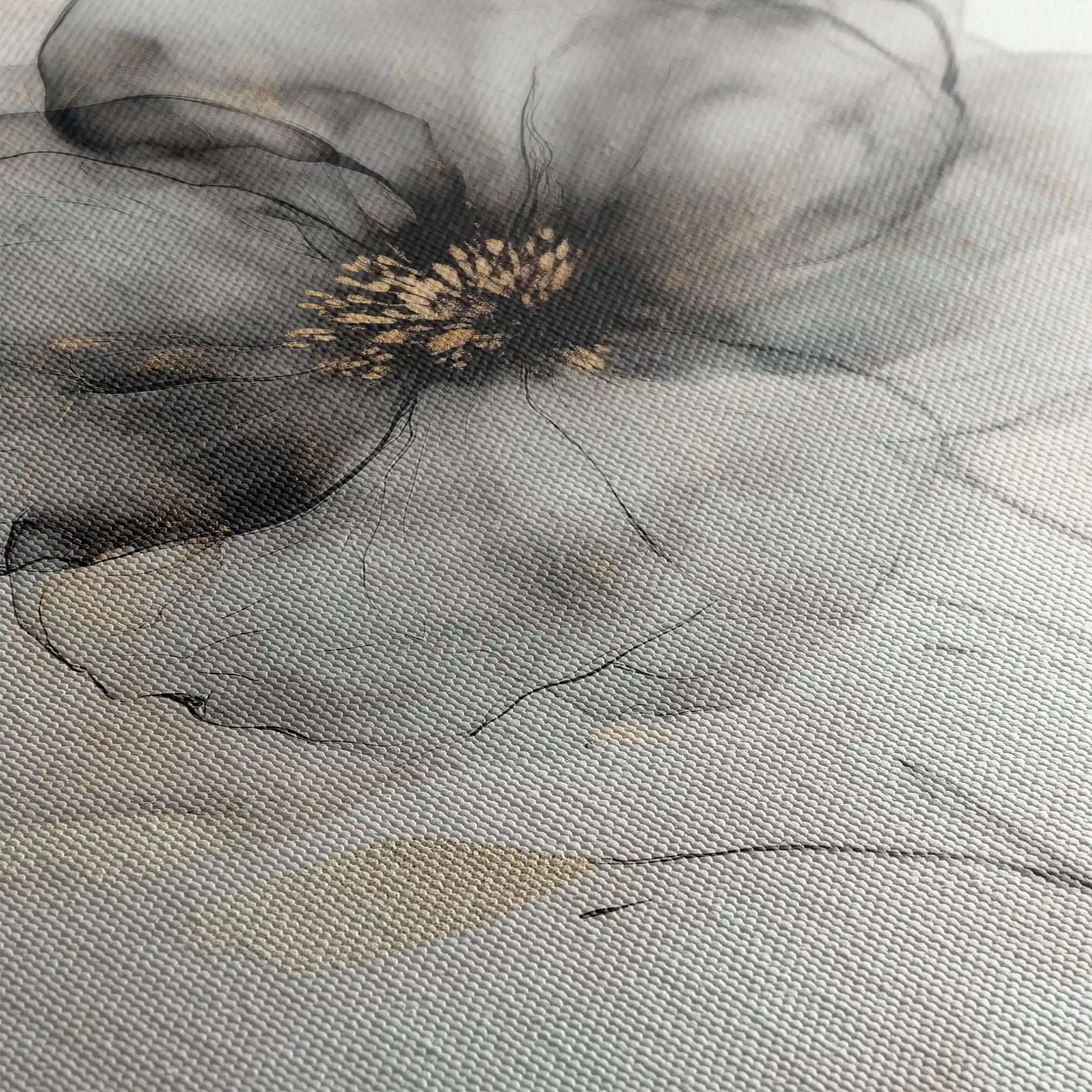 Floral 1317 Canvas Art 16" x 16" / 40 x 40 cm / Black