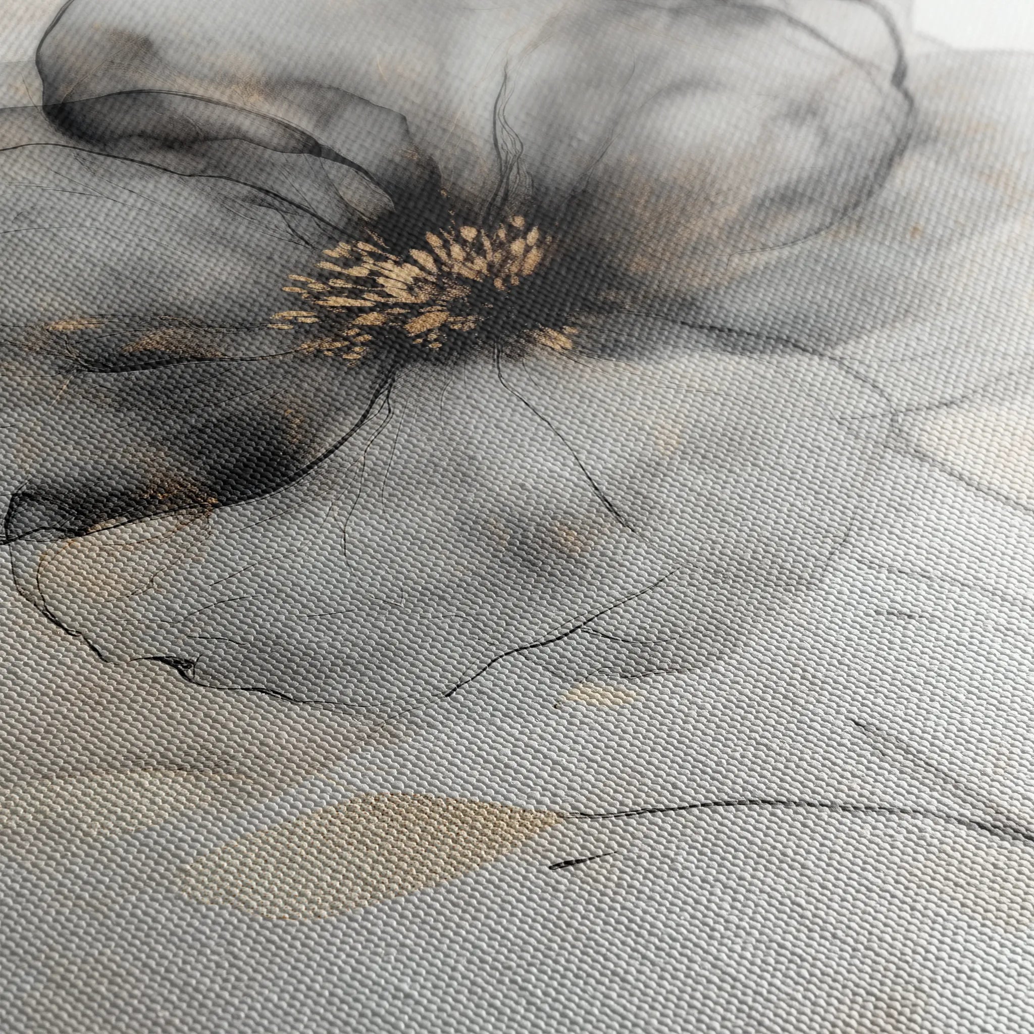 Floral 1317 Canvas Art 16" x 16" / 40 x 40 cm / Black