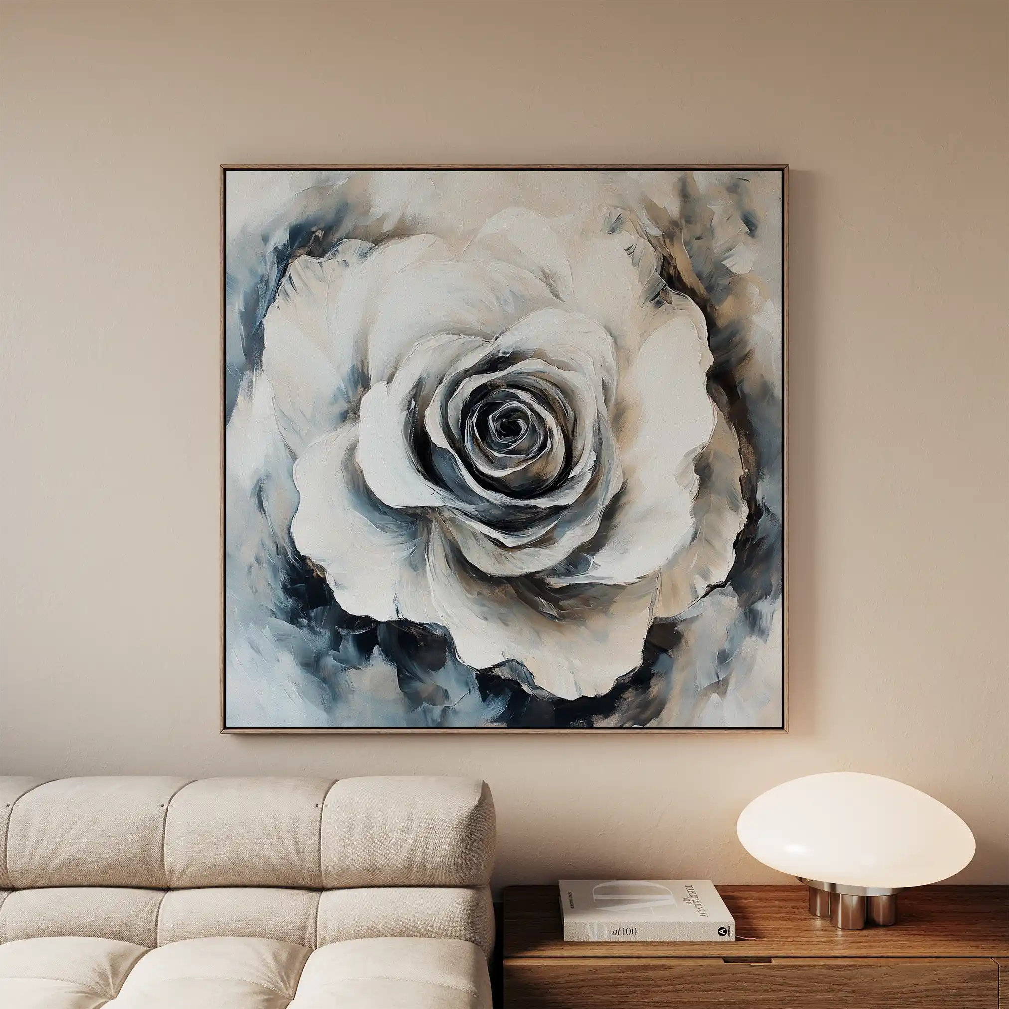 Floral 1318 Canvas Art 16" x 16" / 40 x 40 cm / Black