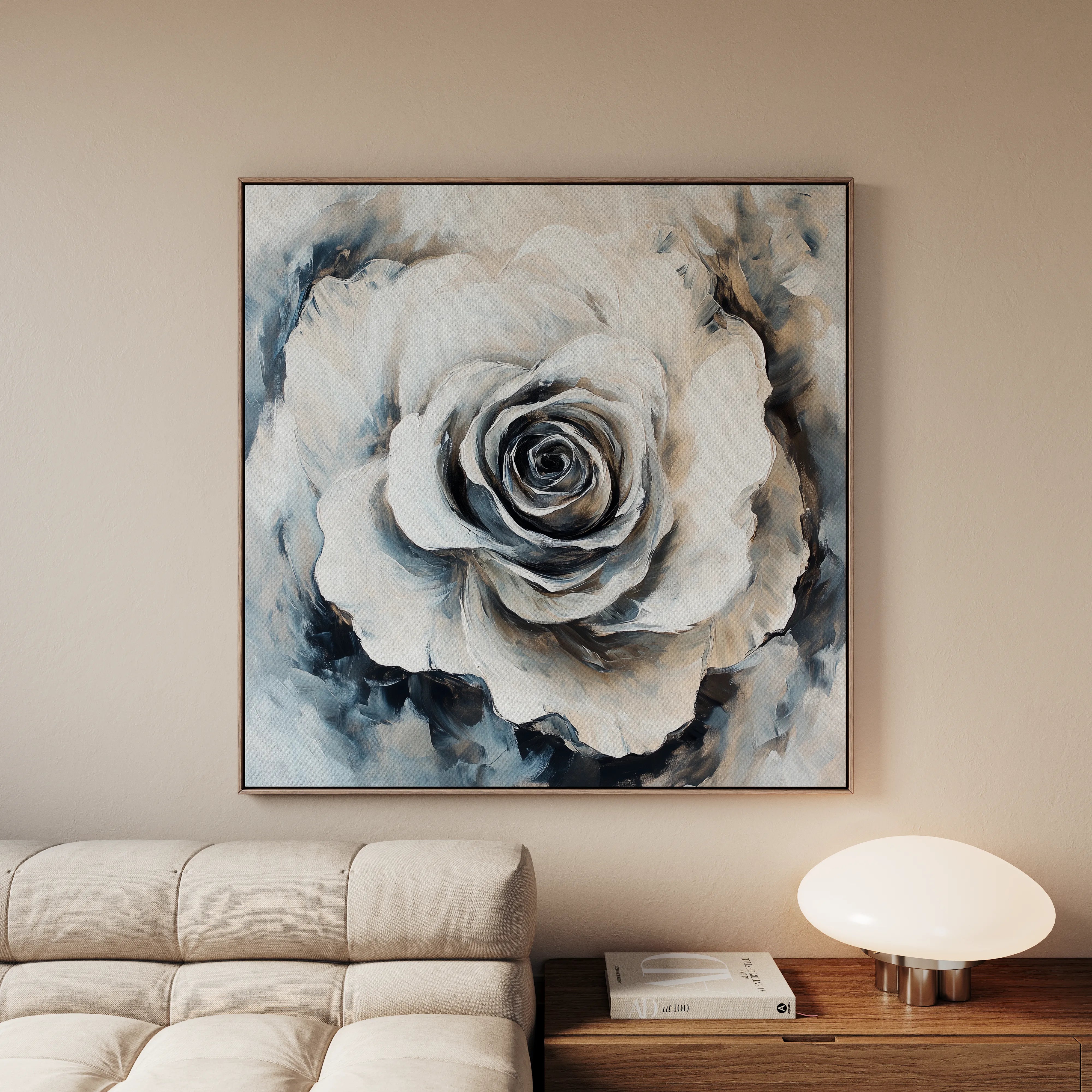Floral 1318 Canvas Art 16" x 16" / 40 x 40 cm / Black
