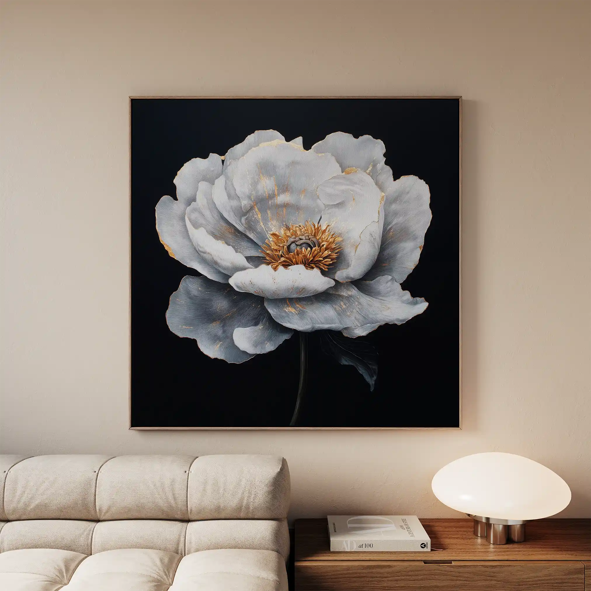 Floral 1319 Canvas Art 16" x 16" / 40 x 40 cm / Black