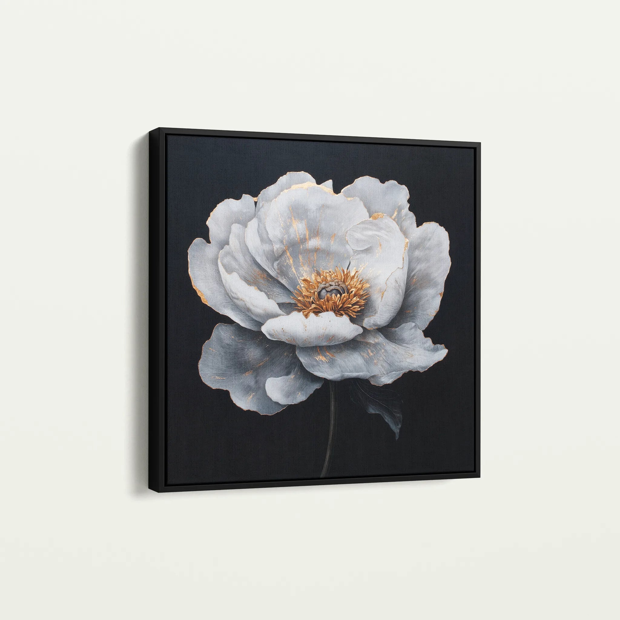 Floral 1319 Canvas Art 16" x 16" / 40 x 40 cm / Black