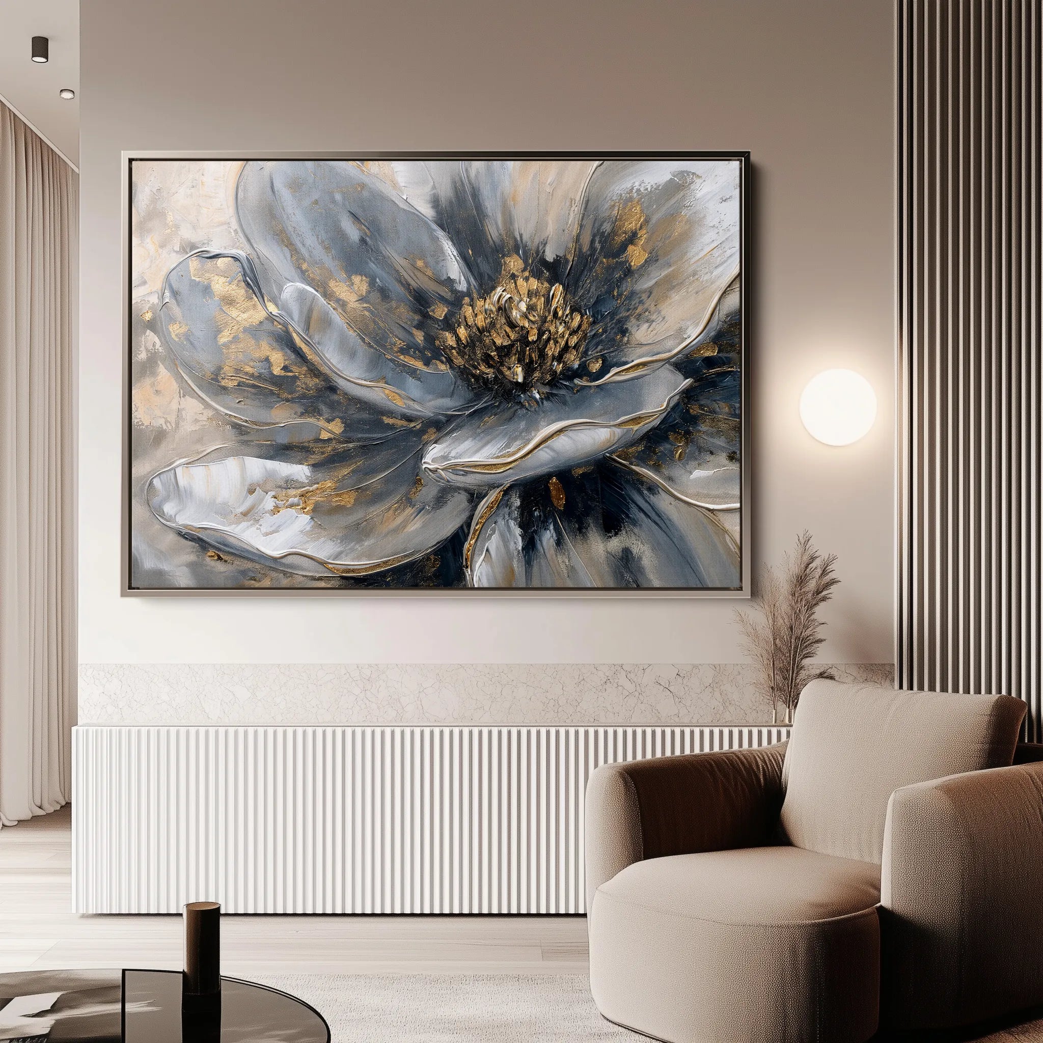 Floral 132 Canvas Art 18" x 24" / 45 x 60 cm / Black