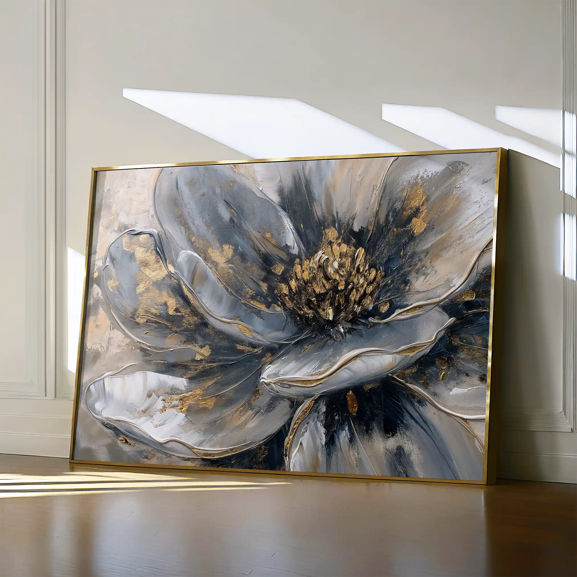 Floral 132 Canvas Art 18" x 24" / 45 x 60 cm / Black