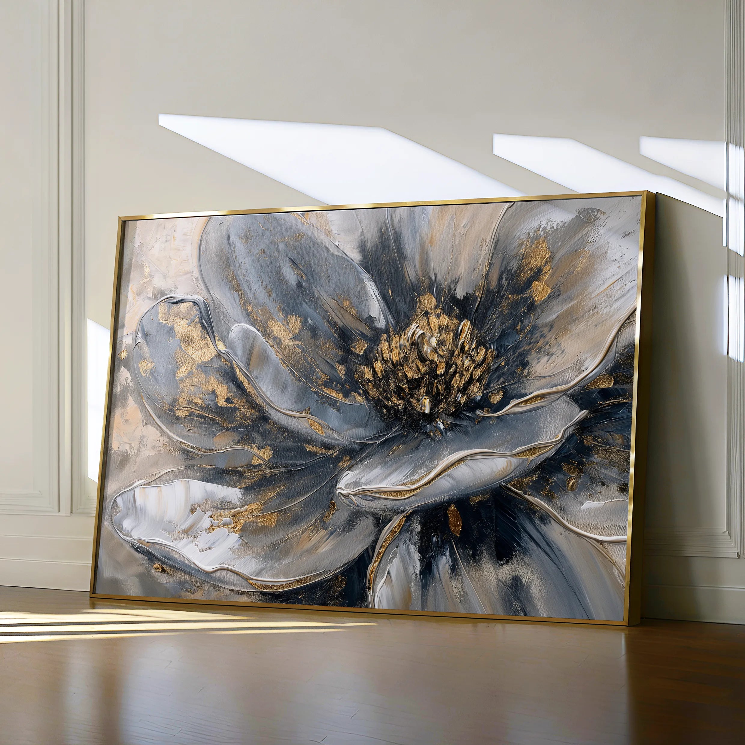 Floral 132 Canvas Art 18" x 24" / 45 x 60 cm / Black