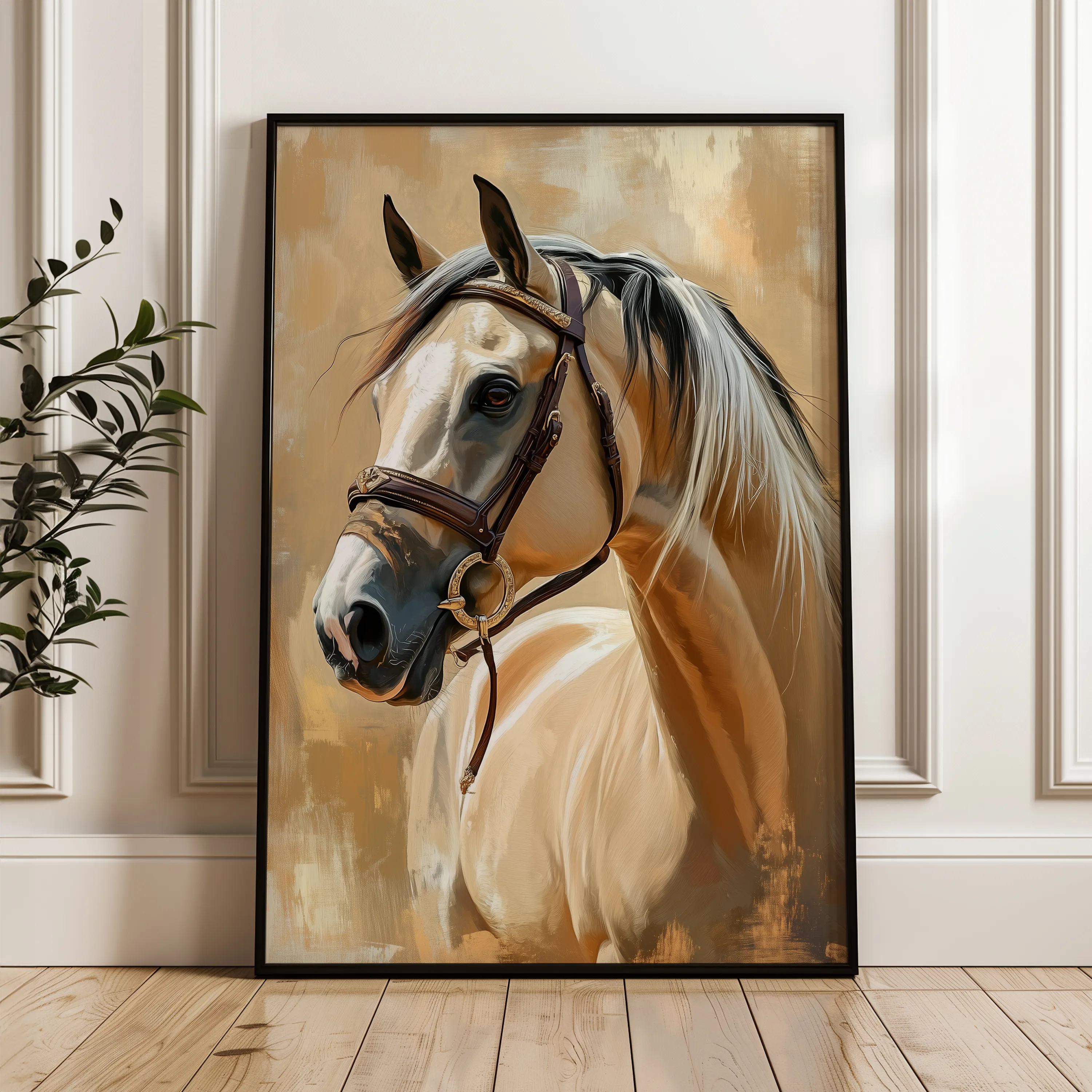 Horses 132 Canvas Art 18" x 24" / 45 x 60 cm / Black