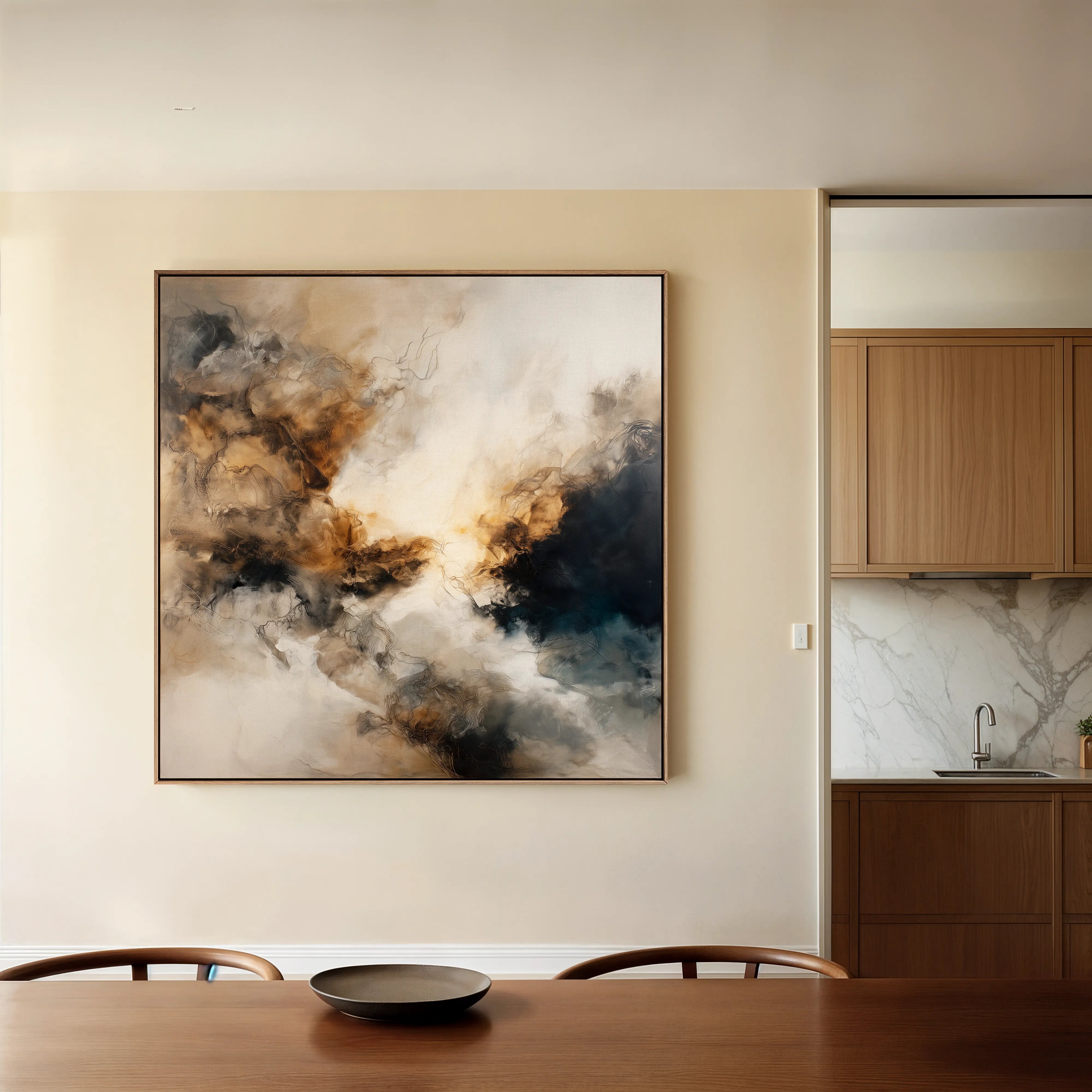 Abstract 1323 Canvas Art 16" x 16" / 40 x 40 cm / Black