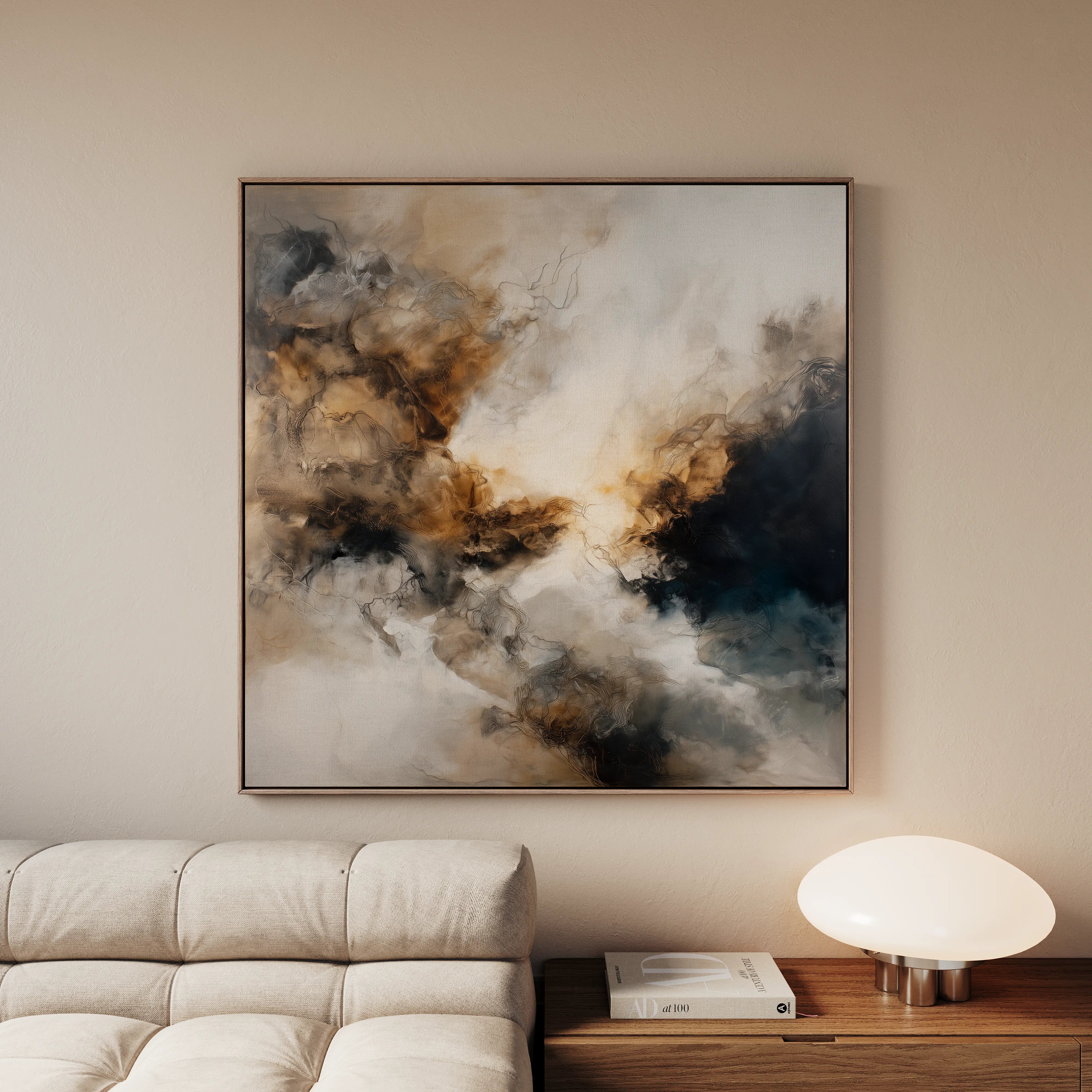 Abstract 1323 Canvas Art 16" x 16" / 40 x 40 cm / Black
