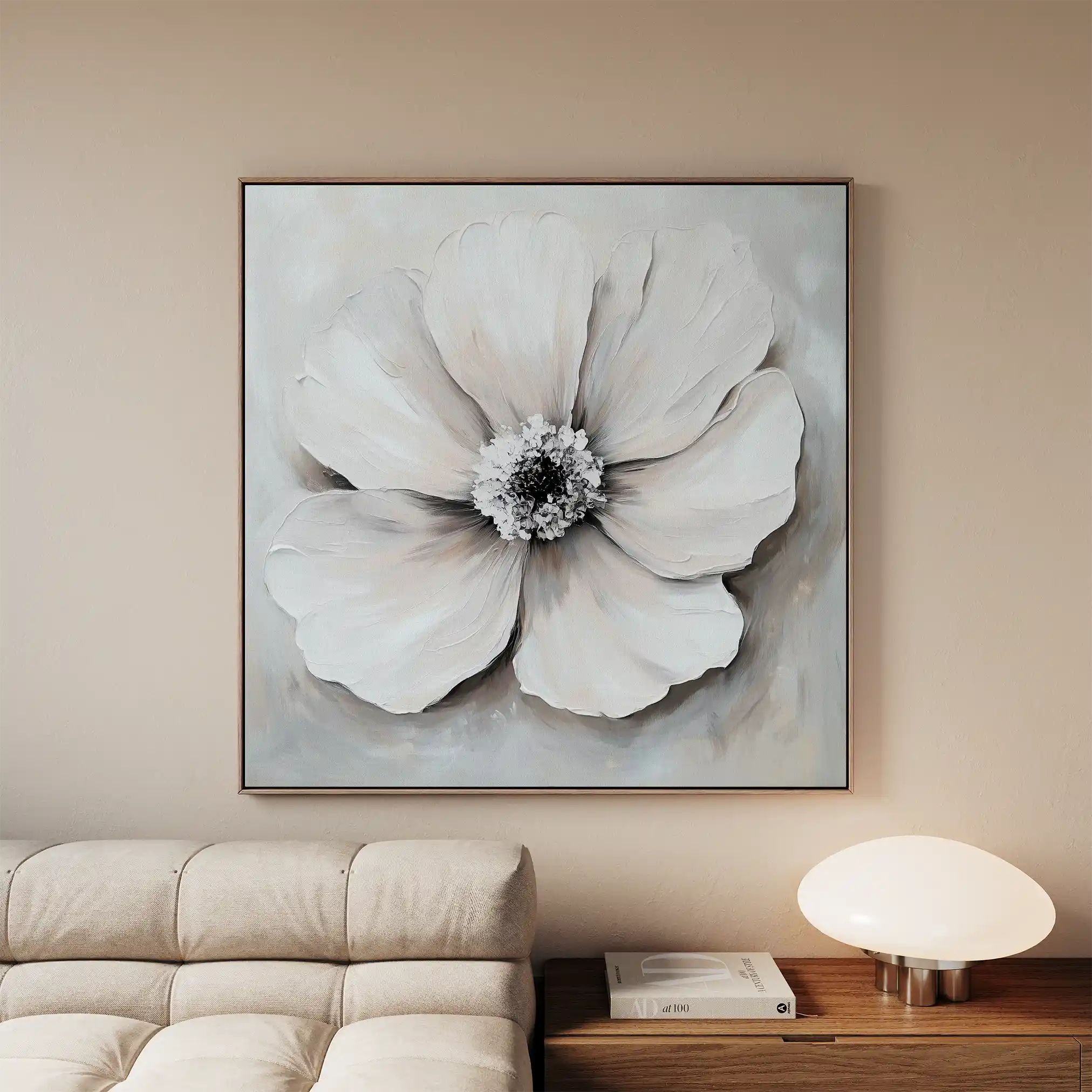 Floral 1323 Canvas Art 16" x 16" / 40 x 40 cm / Black