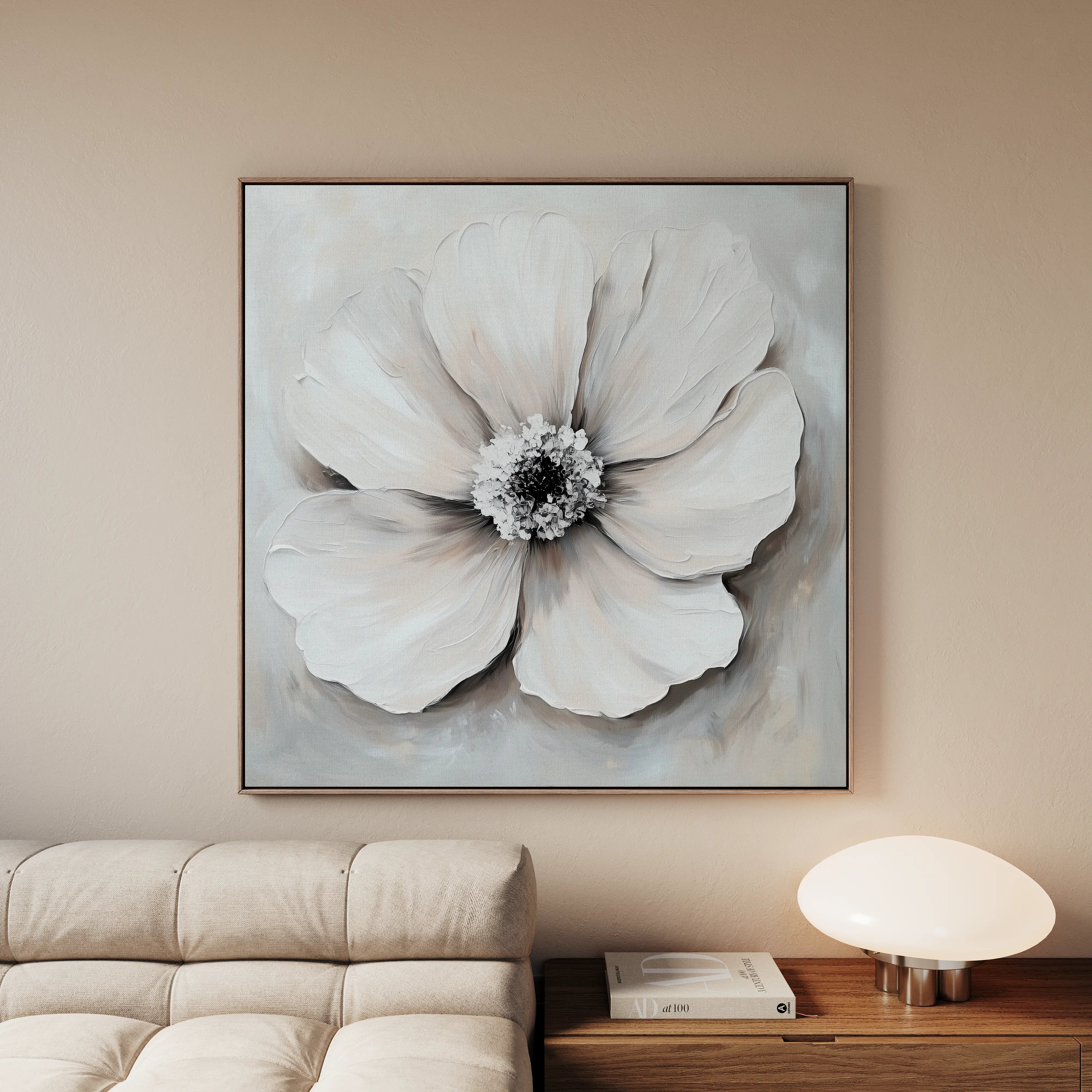 Floral 1323 Canvas Art 16" x 16" / 40 x 40 cm / Black