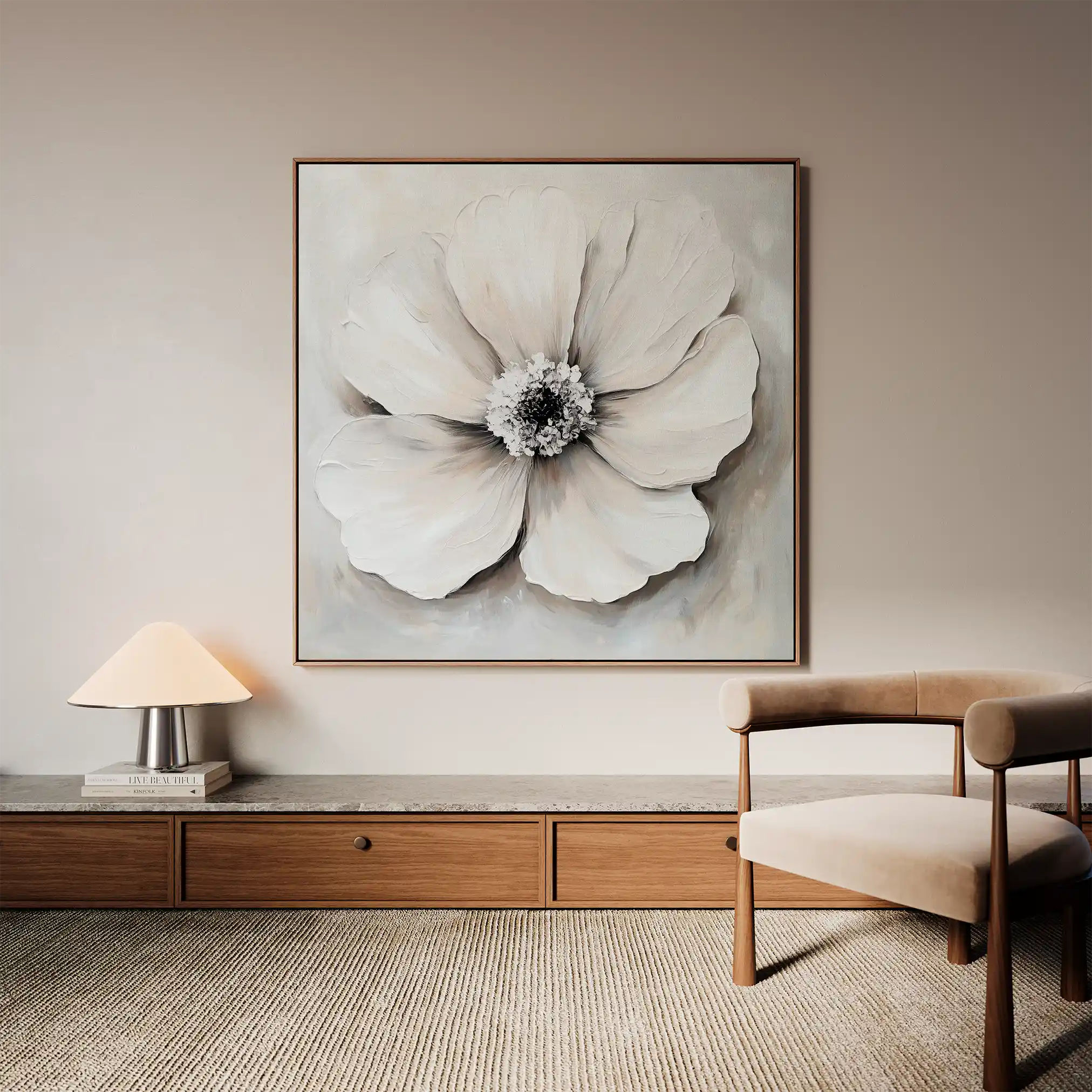 Floral 1323 Canvas Art 16" x 16" / 40 x 40 cm / Black
