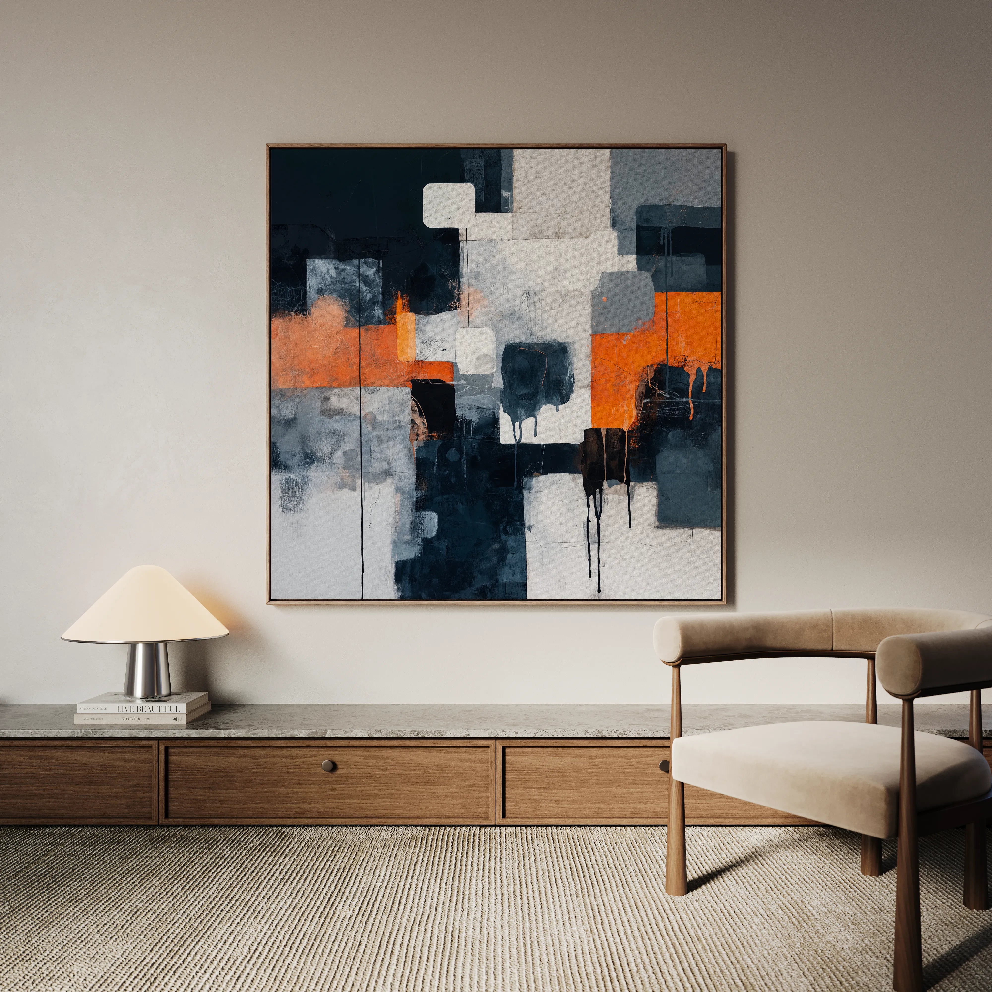 Abstract 1324 Canvas Art 16" x 16" / 40 x 40 cm / Black