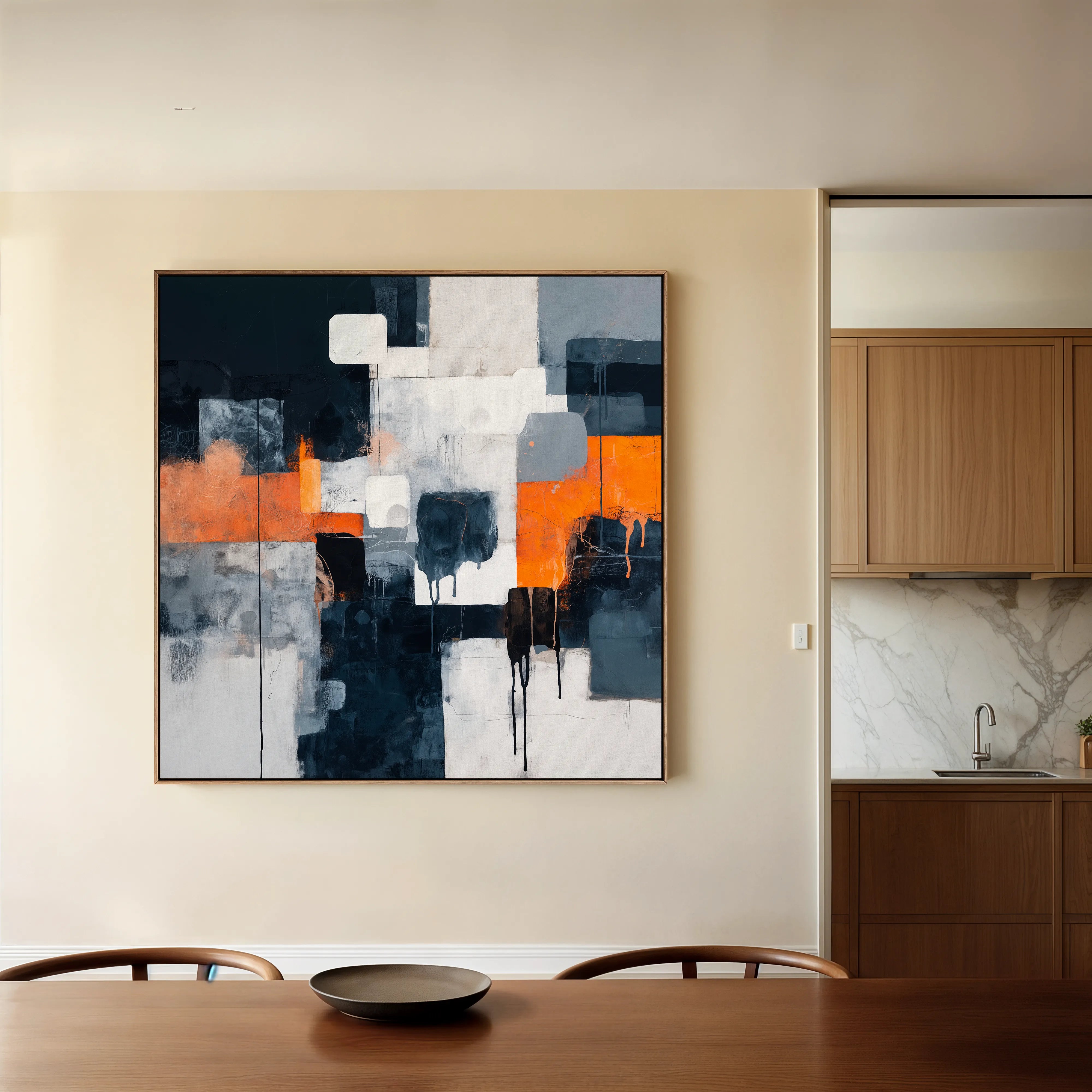 Abstract 1324 Canvas Art 16" x 16" / 40 x 40 cm / Black