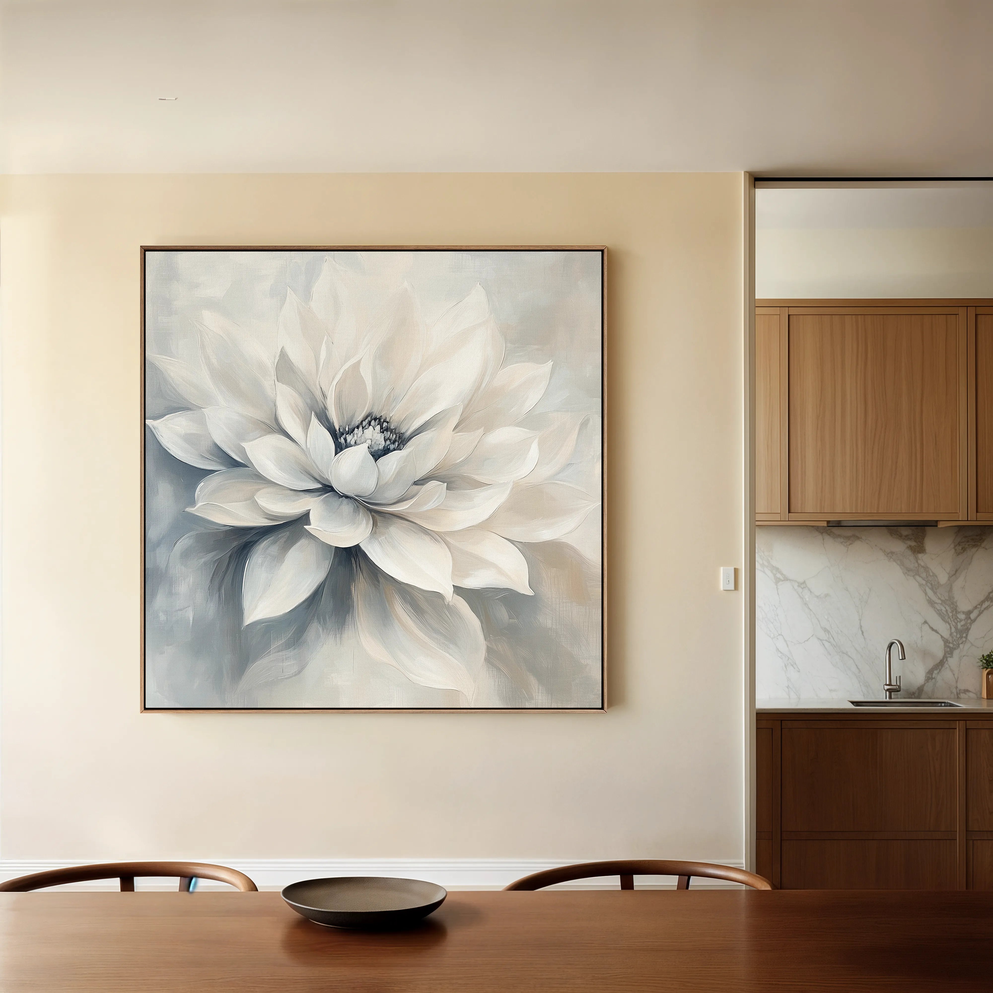 Floral 1324 Canvas Art 16" x 16" / 40 x 40 cm / Black
