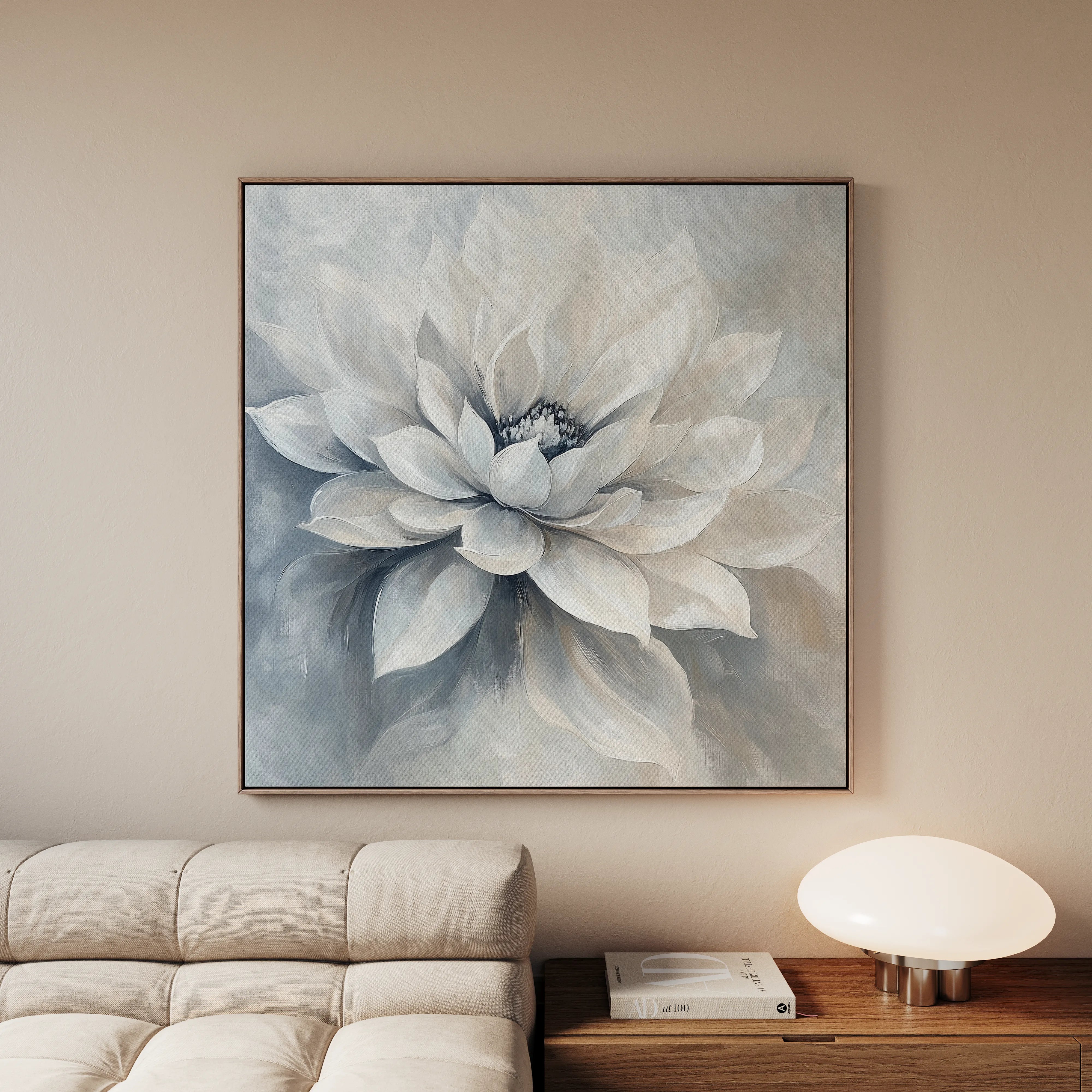 Floral 1324 Canvas Art 16" x 16" / 40 x 40 cm / Black
