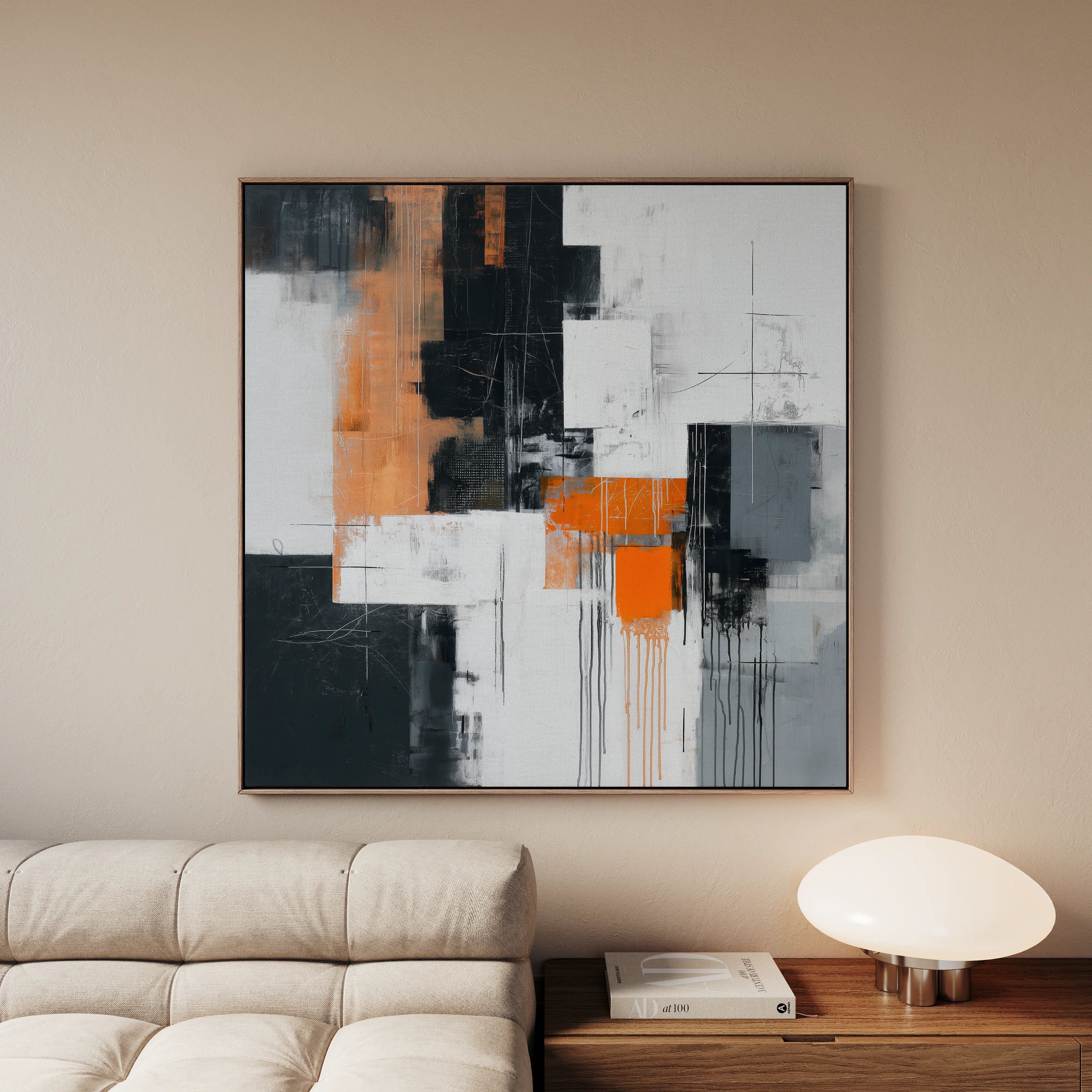 Abstract 1325 Canvas Art 16" x 16" / 40 x 40 cm / Black