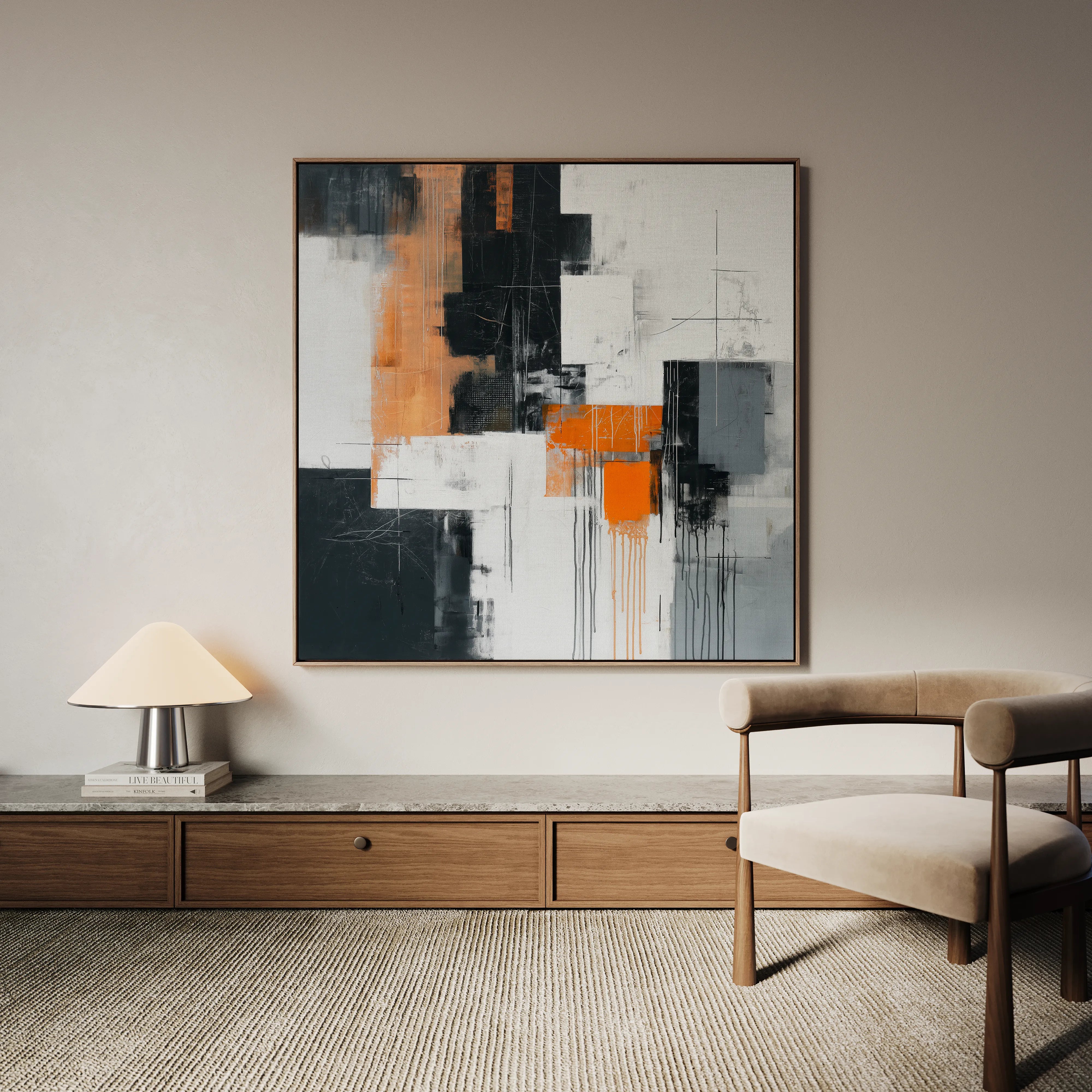 Abstract 1325 Canvas Art 16" x 16" / 40 x 40 cm / Black