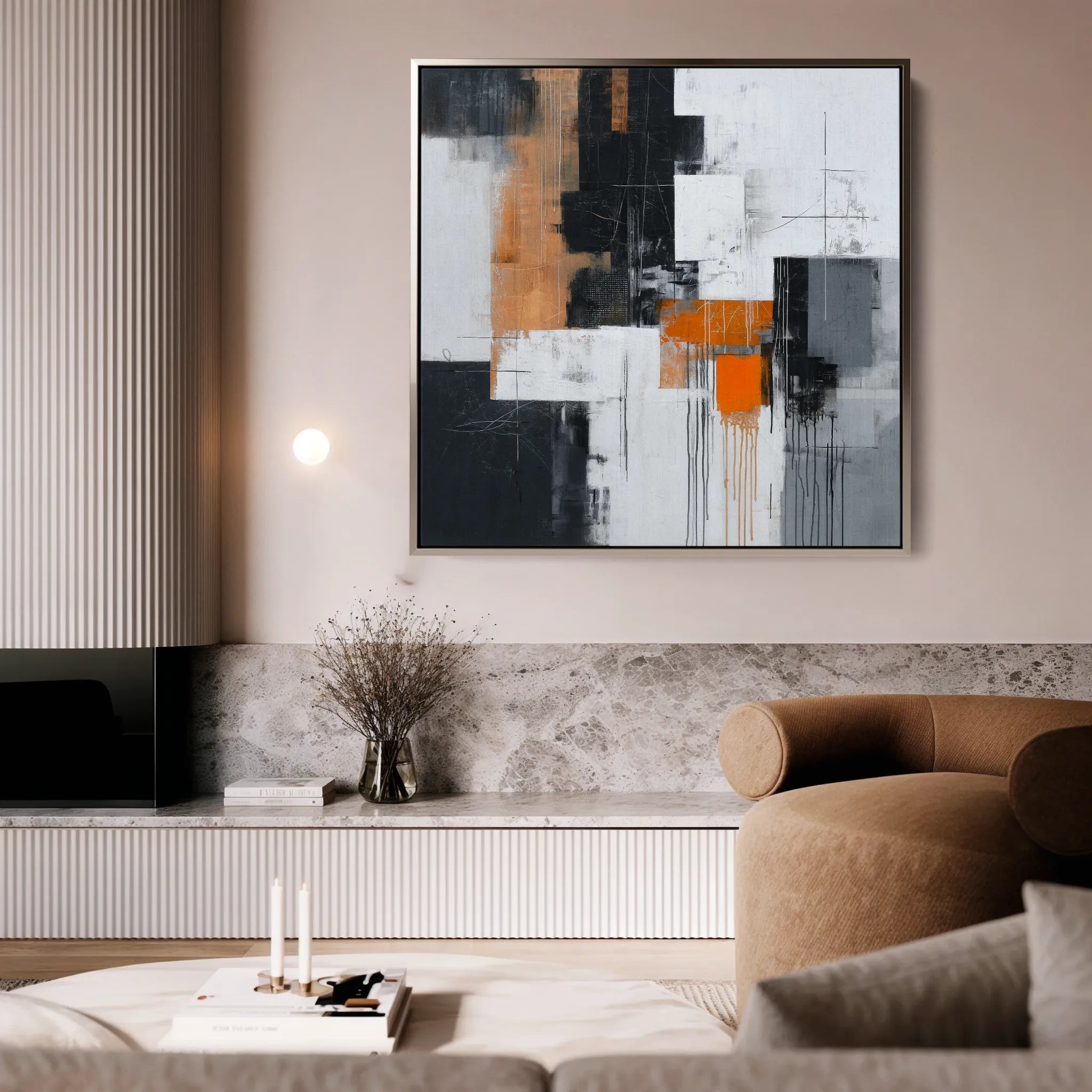 Abstract 1325 Canvas Art 16" x 16" / 40 x 40 cm / Black