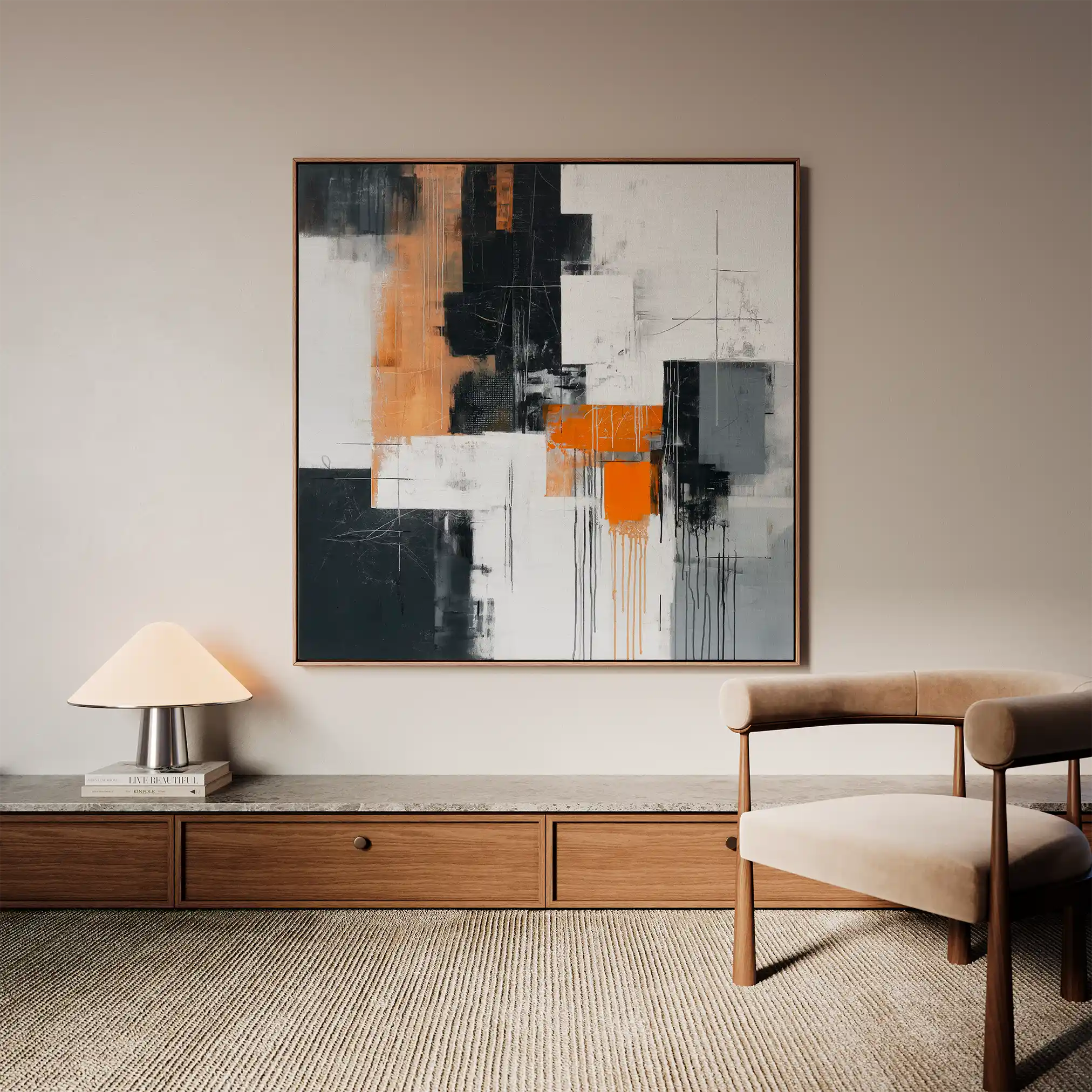 Abstract 1325 Canvas Art 60 x 60 cm / Black