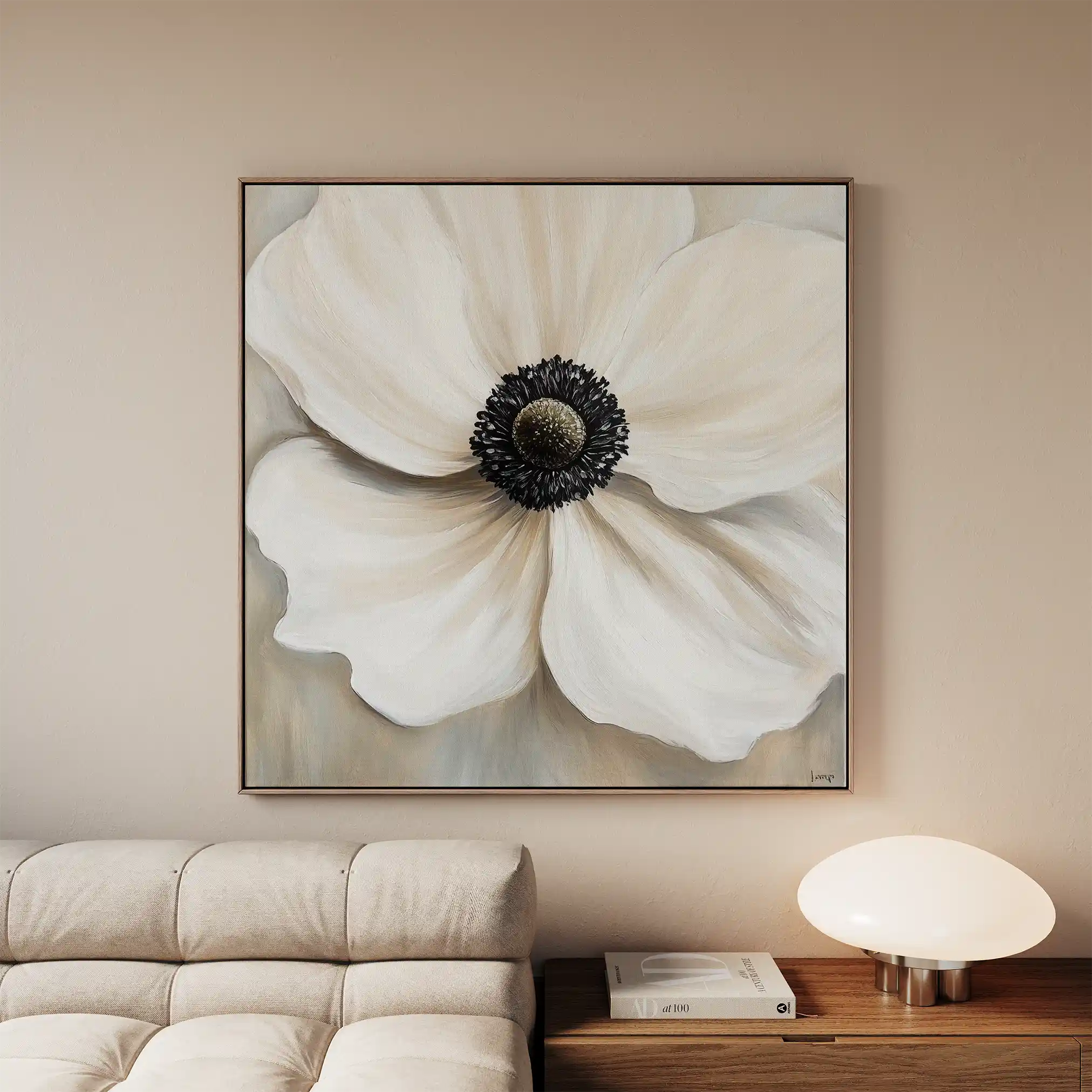 Floral 1325 Canvas Art 16" x 16" / 40 x 40 cm / Black