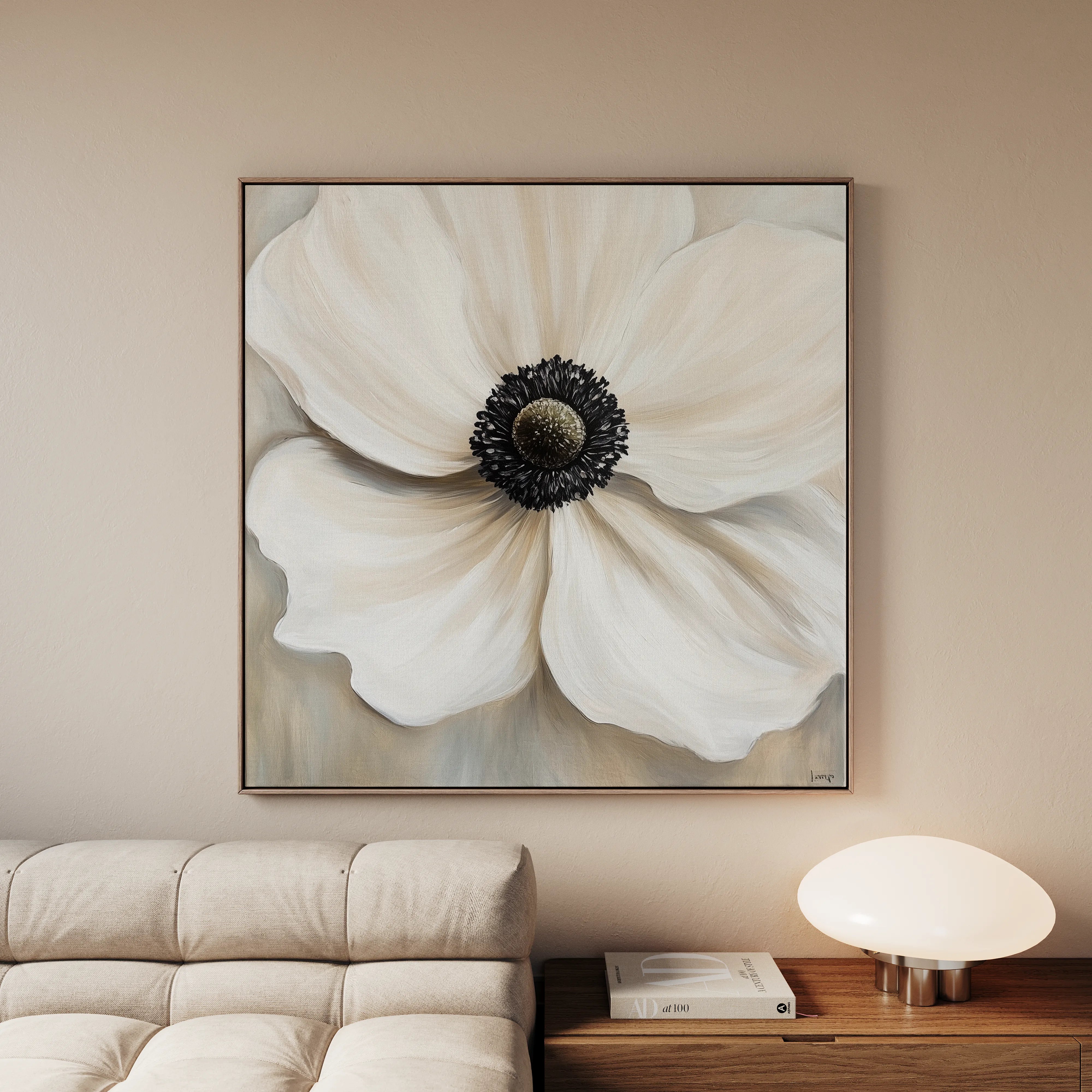 Floral 1325 Canvas Art 16" x 16" / 40 x 40 cm / Black