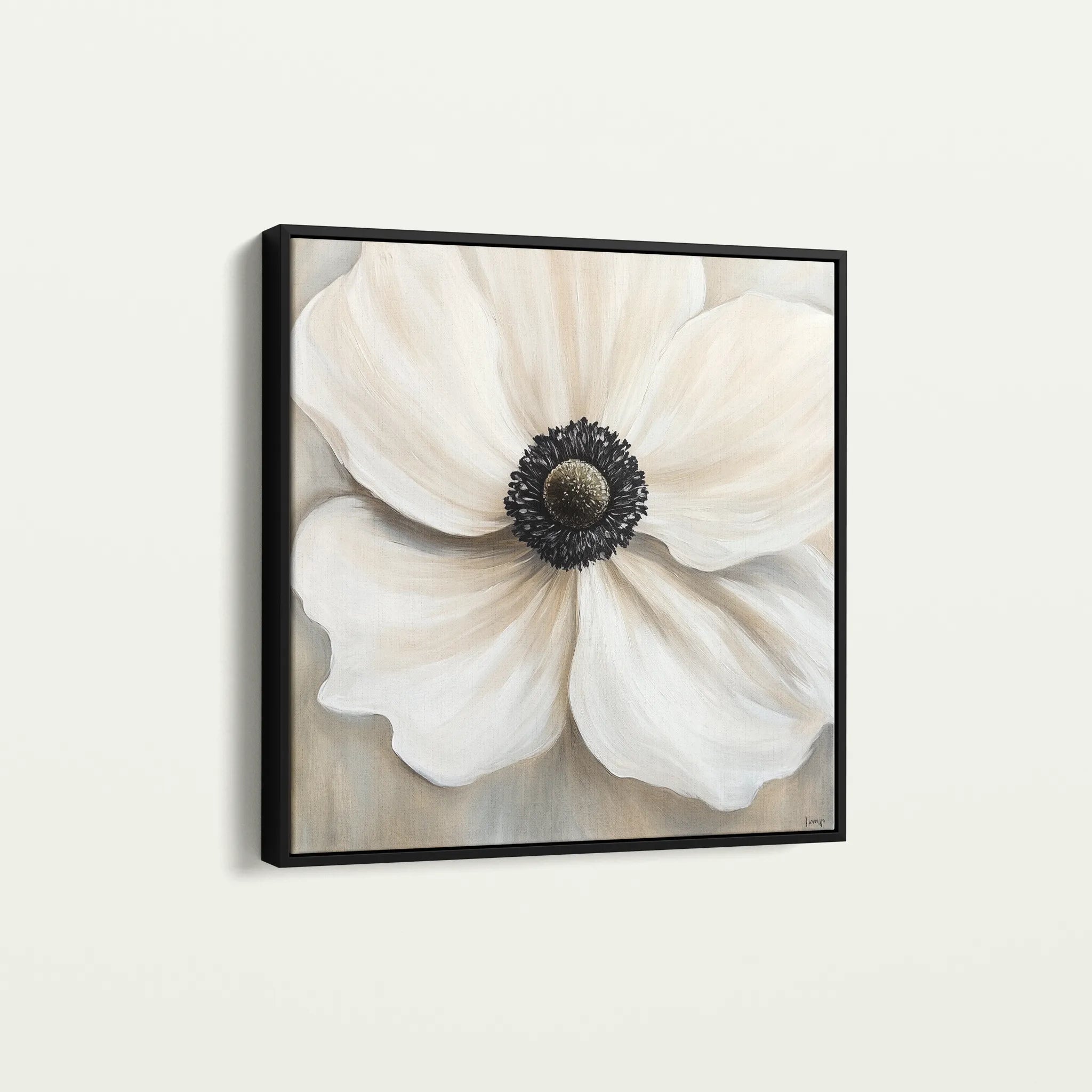Floral 1325 Canvas Art 16" x 16" / 40 x 40 cm / Black