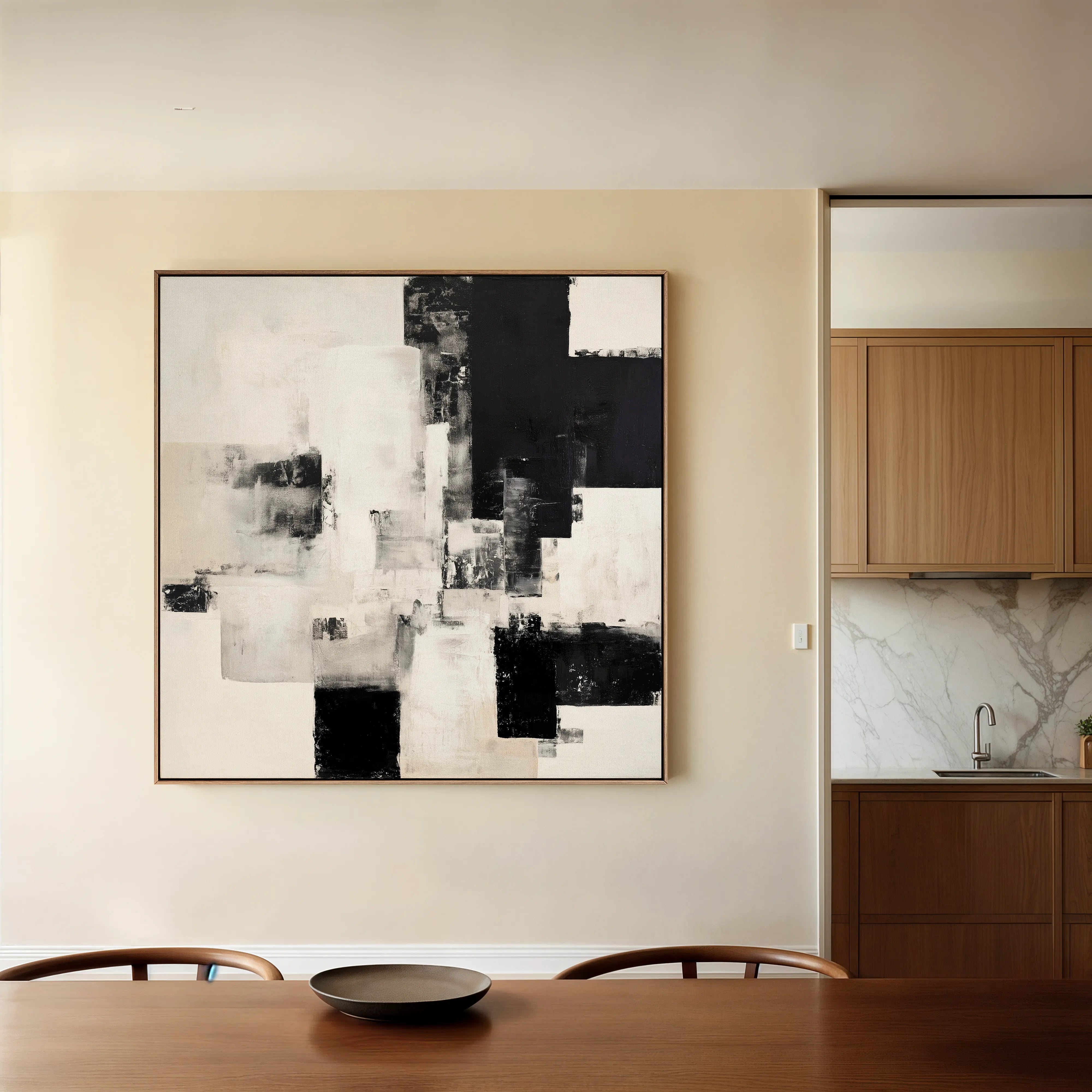 Abstract 1326 Canvas Art 16" x 16" / 40 x 40 cm / Black