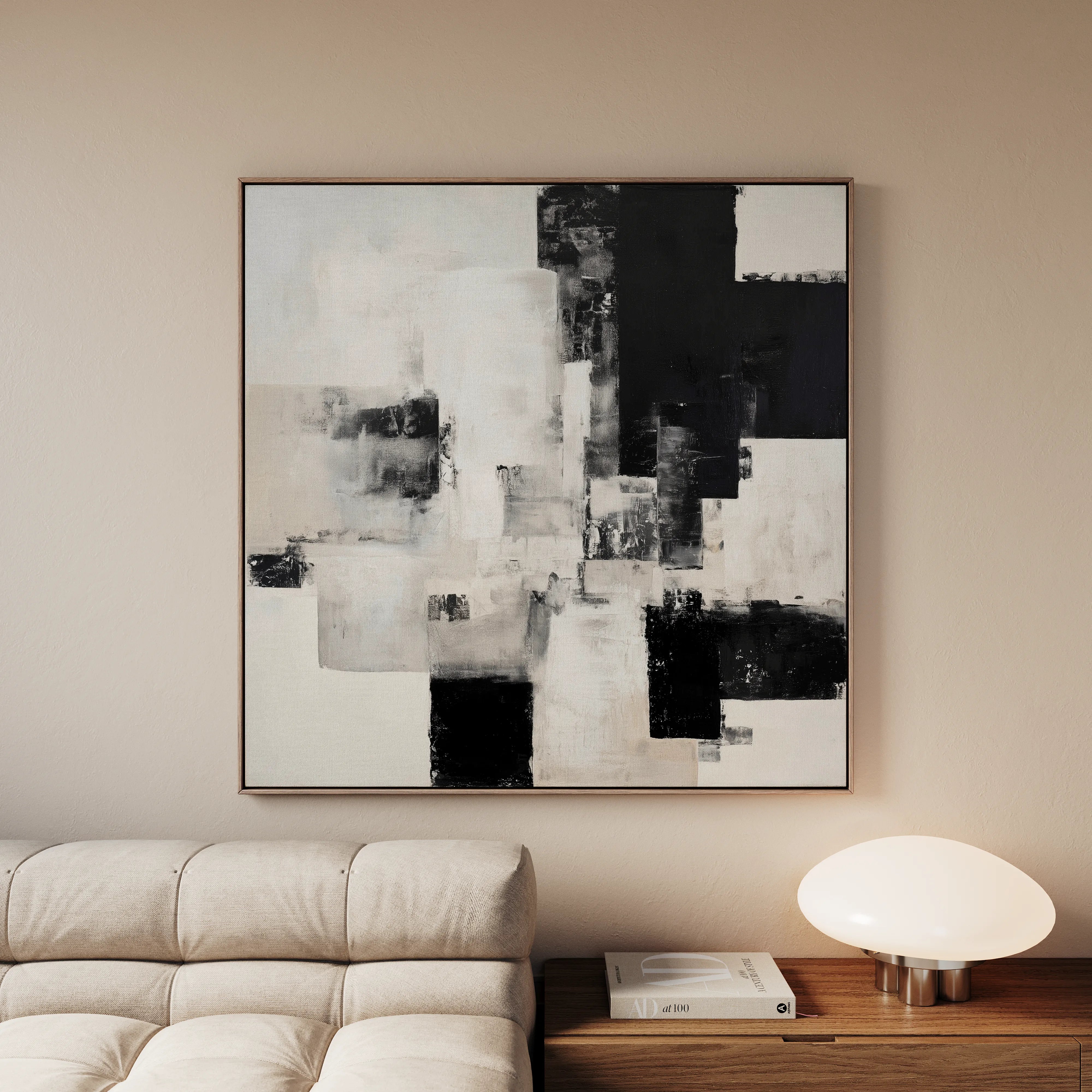 Abstract 1326 Canvas Art 16" x 16" / 40 x 40 cm / Black