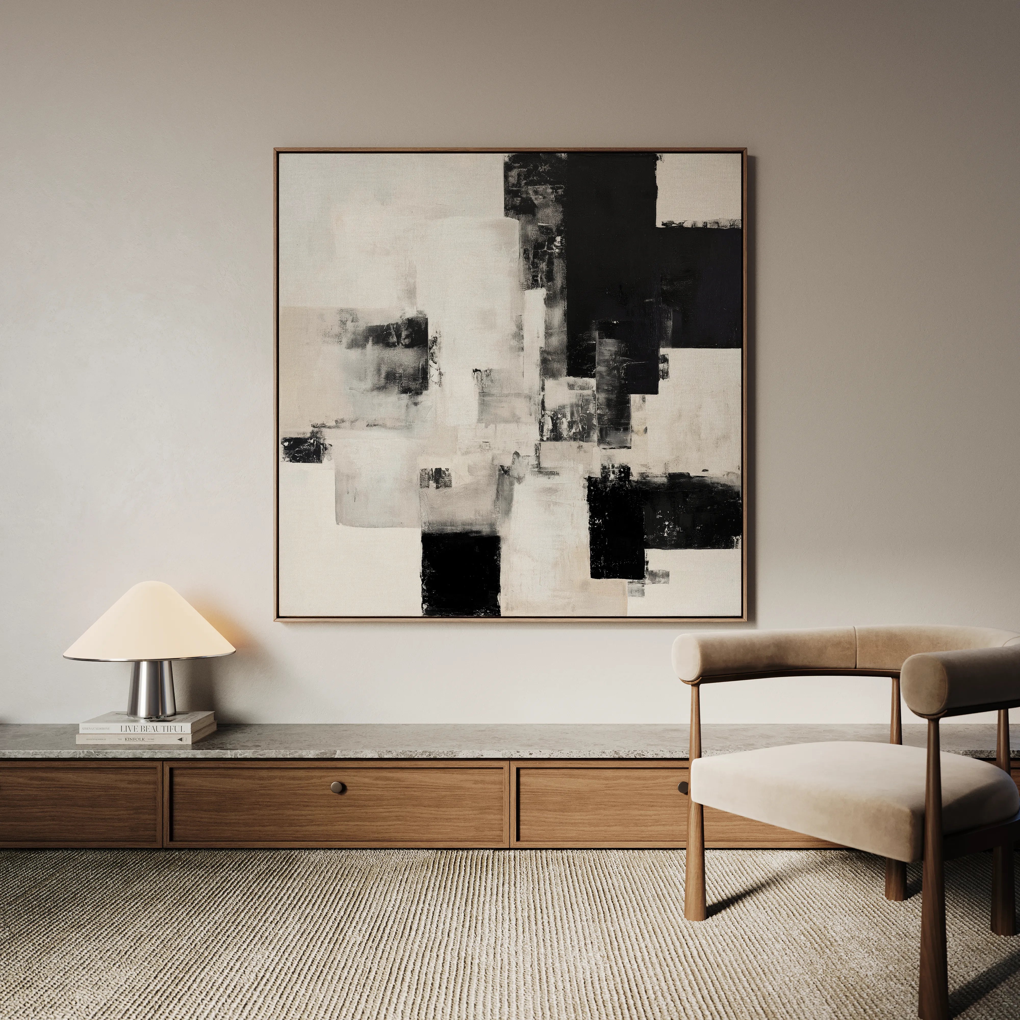 Abstract 1326 Canvas Art 16" x 16" / 40 x 40 cm / Black