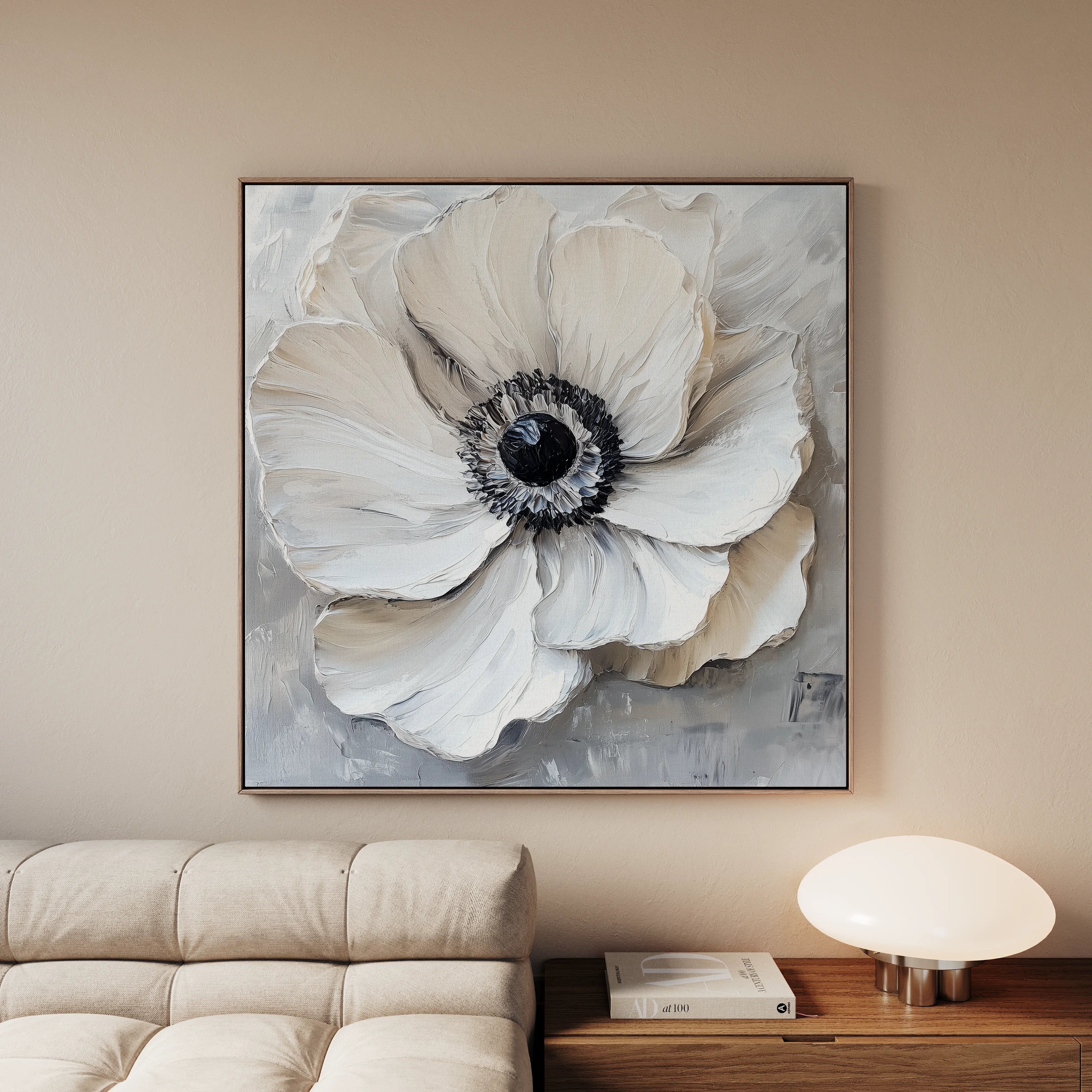 Floral 1326 Canvas Art 16" x 16" / 40 x 40 cm / Black