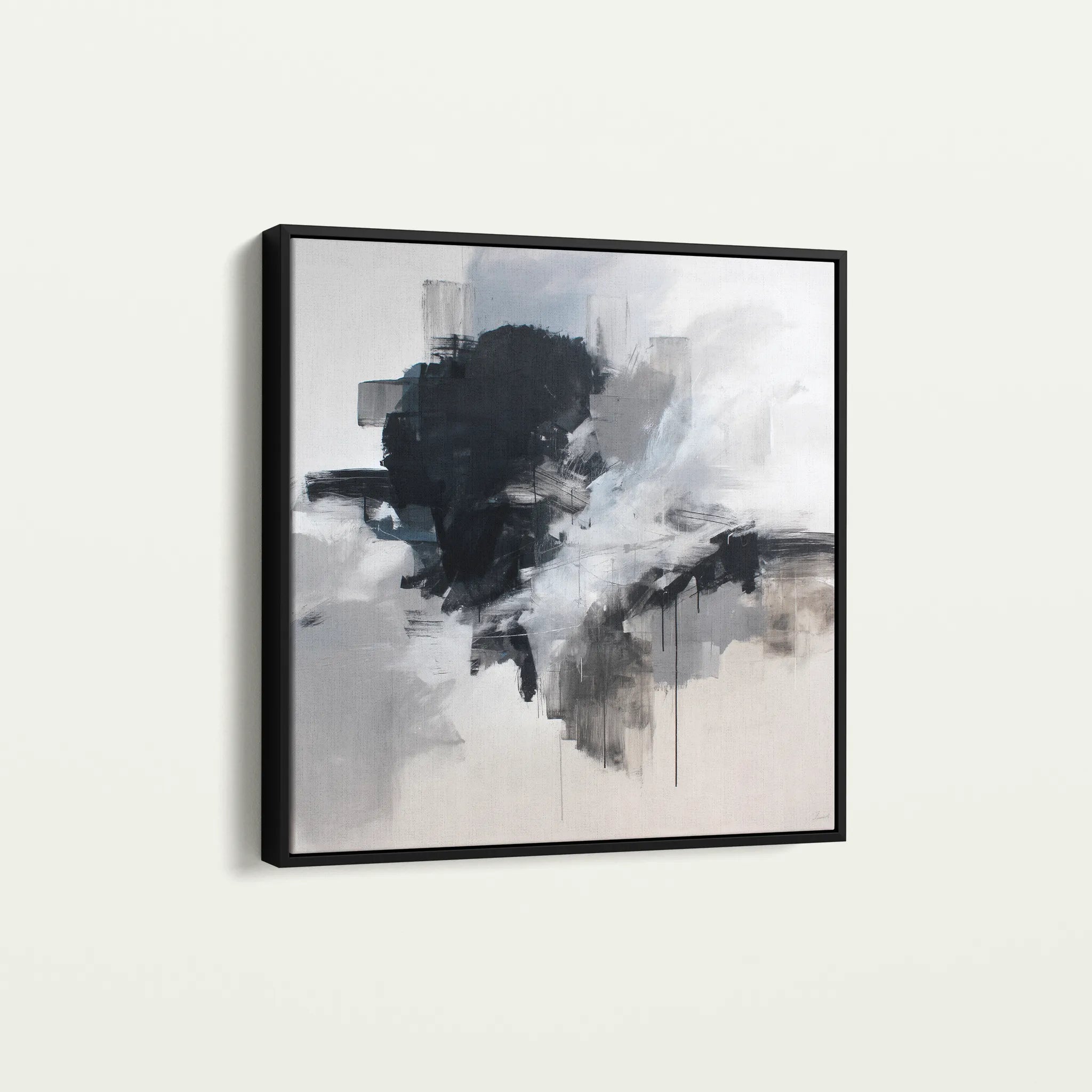 Abstract 1327 Canvas Art 16" x 16" / 40 x 40 cm / Black