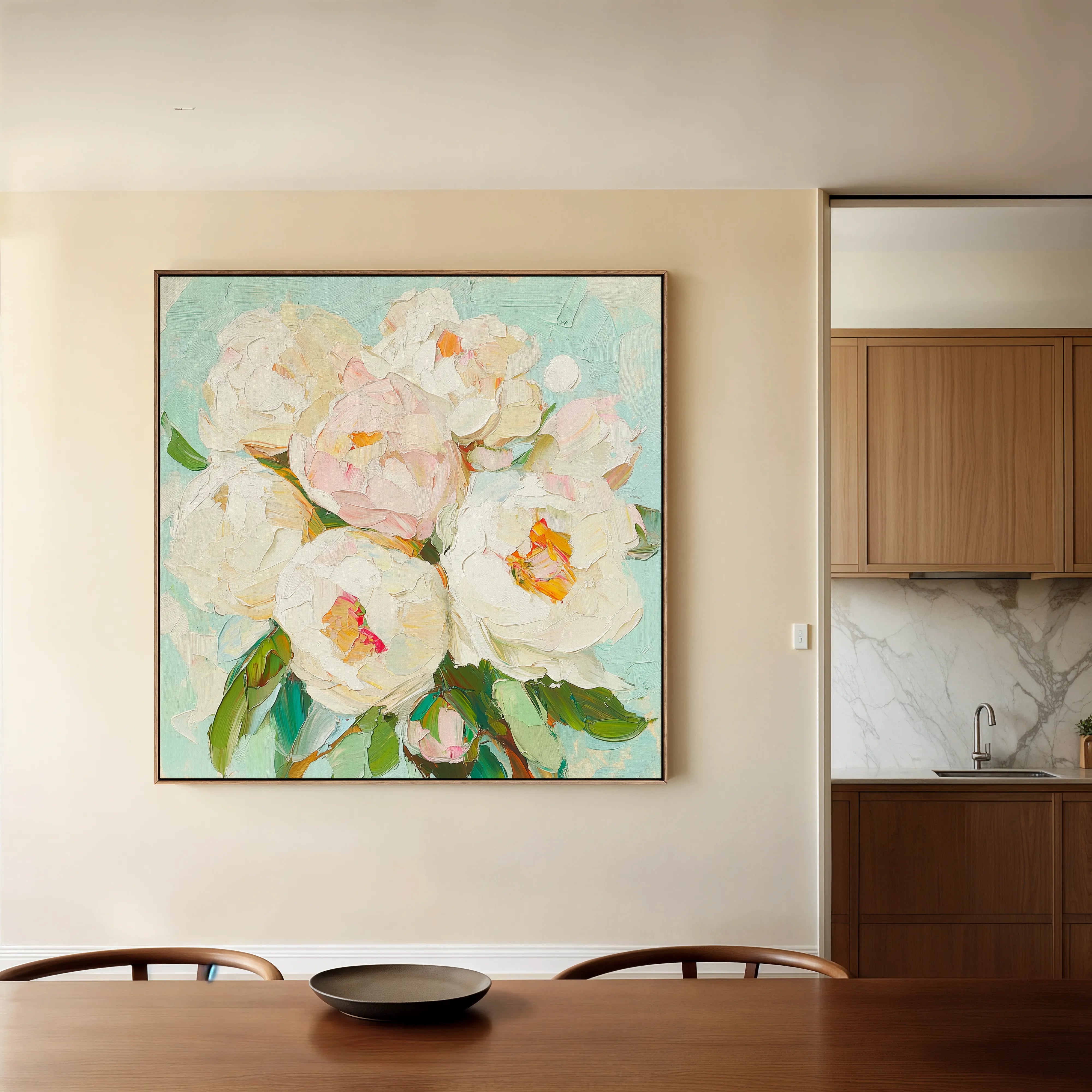 Floral 1327 Canvas Art 16" x 16" / 40 x 40 cm / Black