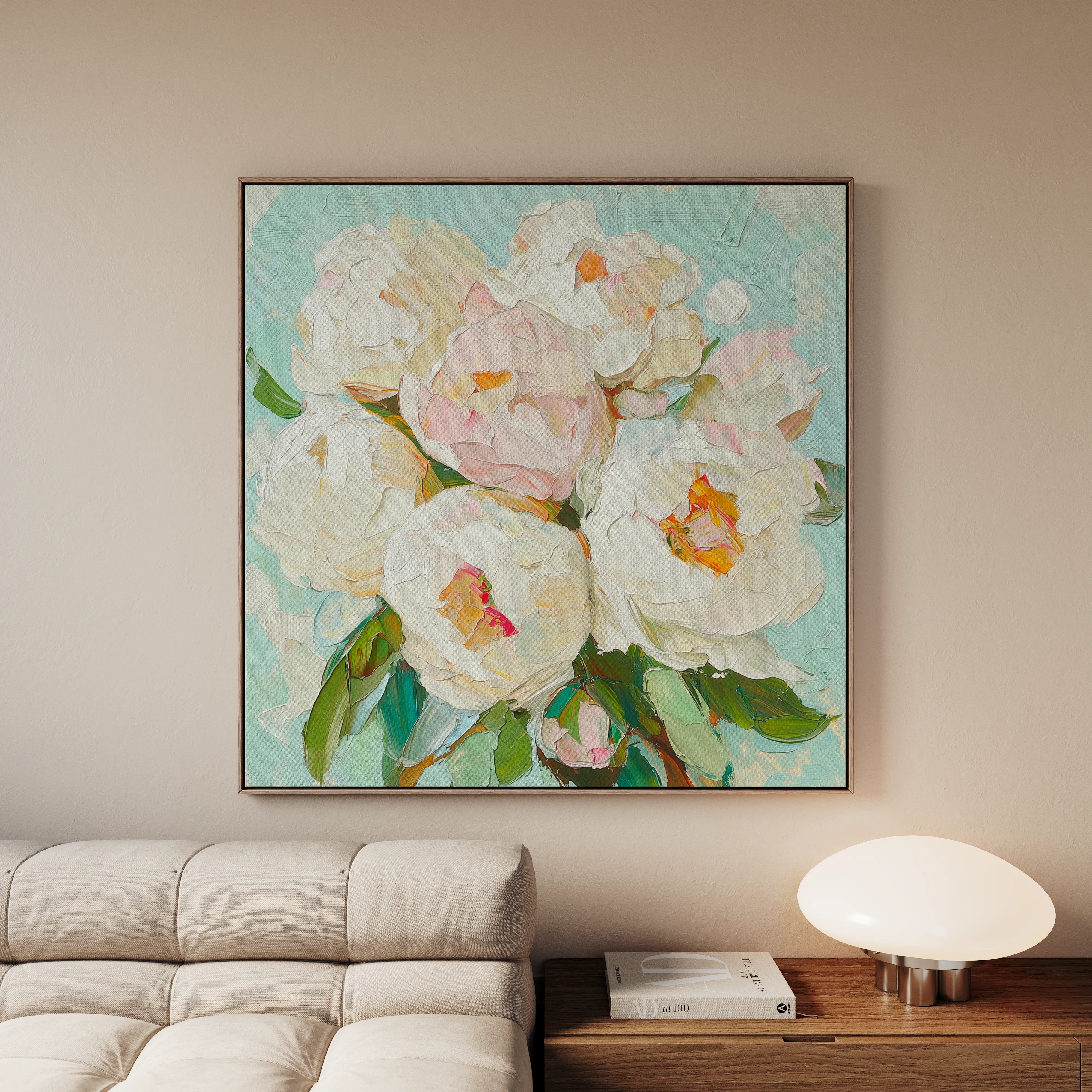 Floral 1327 Canvas Art 16" x 16" / 40 x 40 cm / Black
