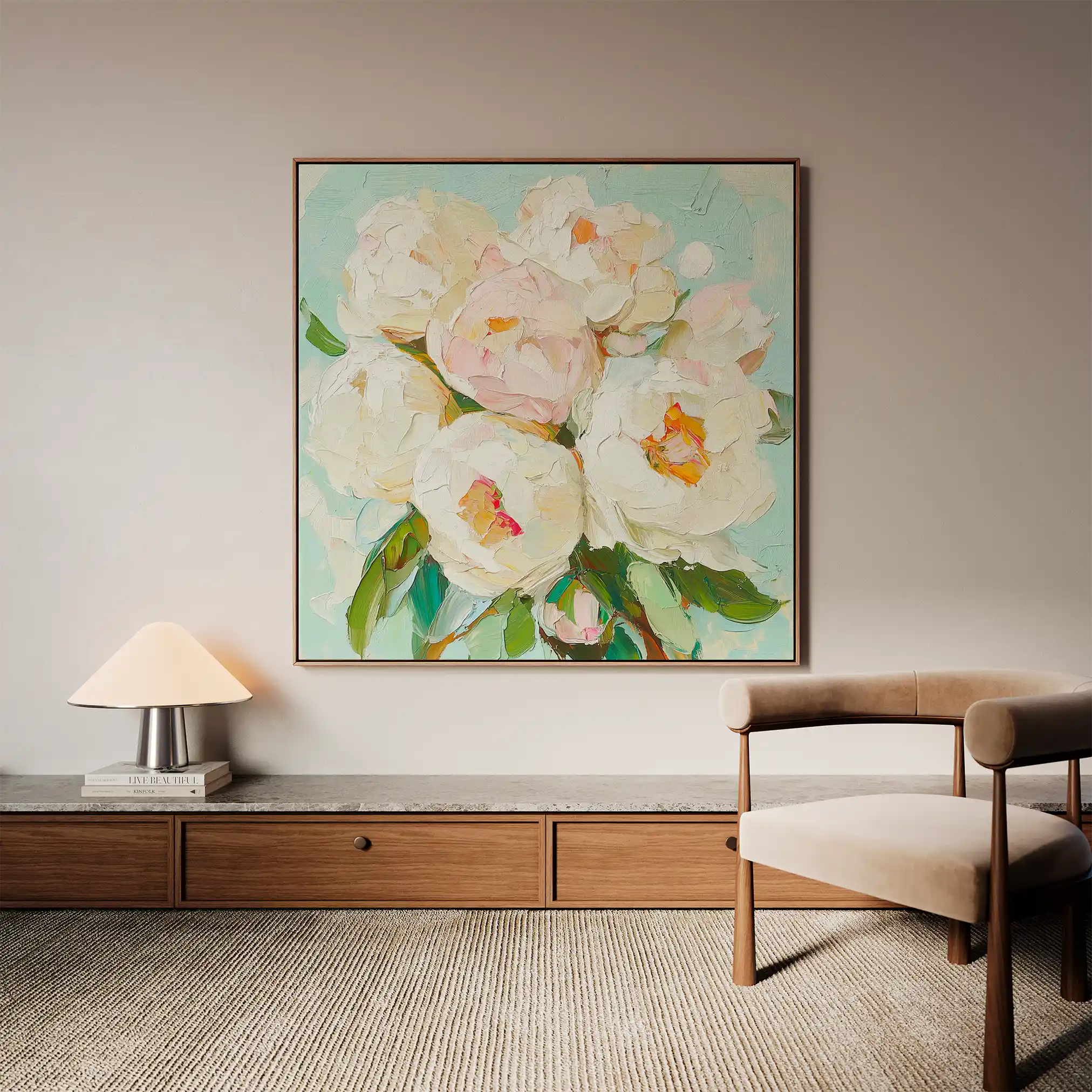 Floral 1327 Canvas Art 60 x 60 cm / Black