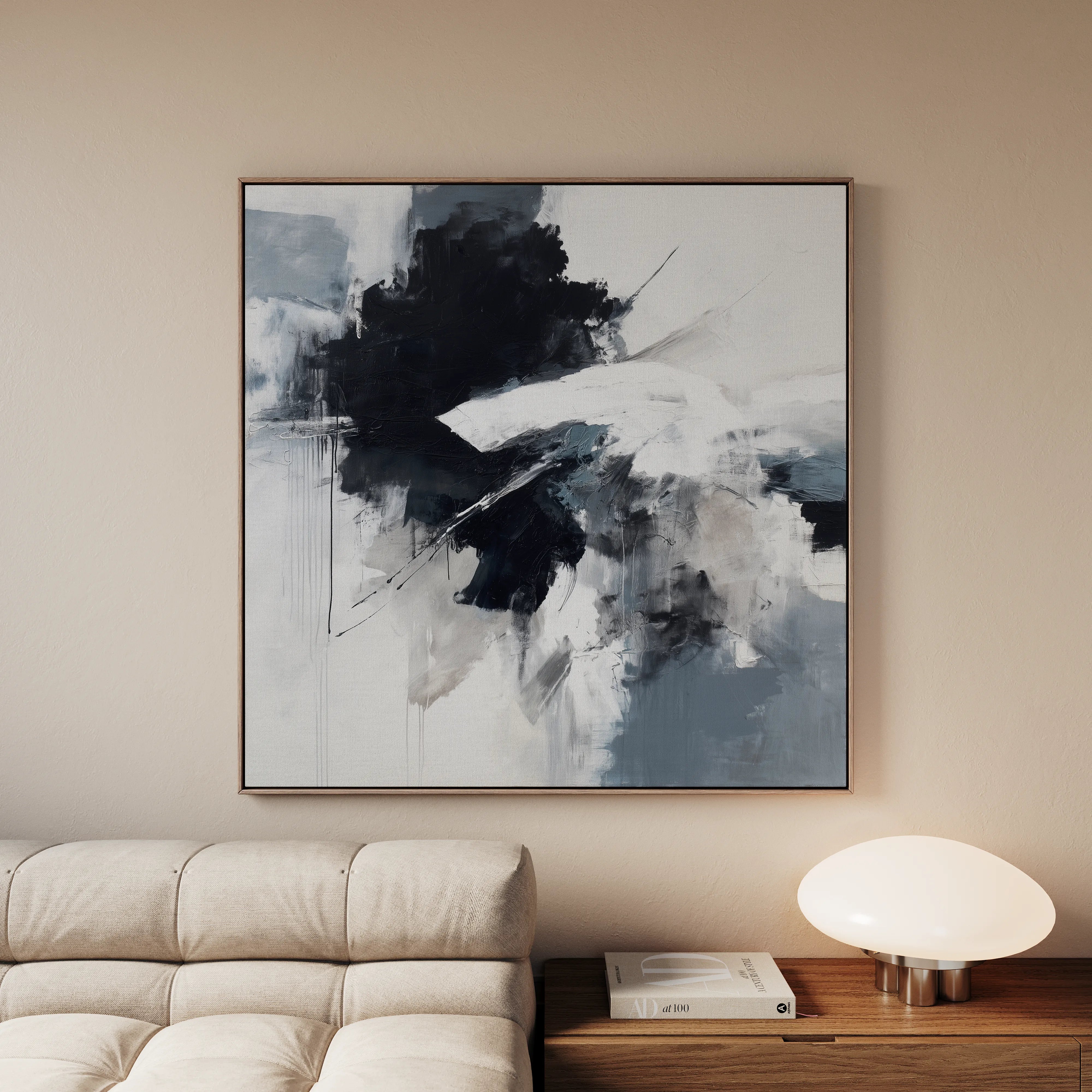 Abstract 1328 Canvas Art 16" x 16" / 40 x 40 cm / Black