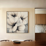 Floral 1328 Canvas Art 16" x 16" / 40 x 40 cm / Black