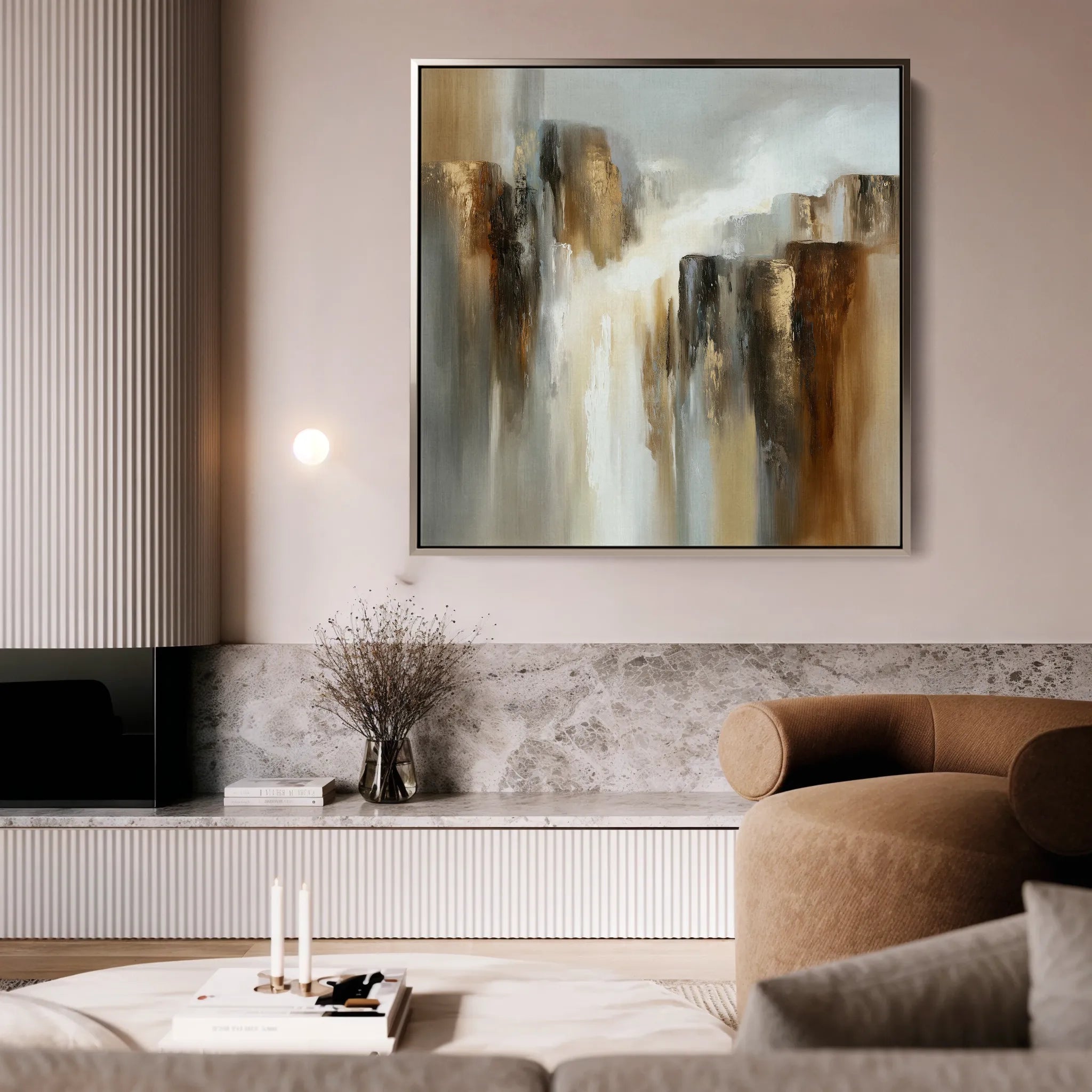 Abstract 1329 Canvas Art 16" x 16" / 40 x 40 cm / Black