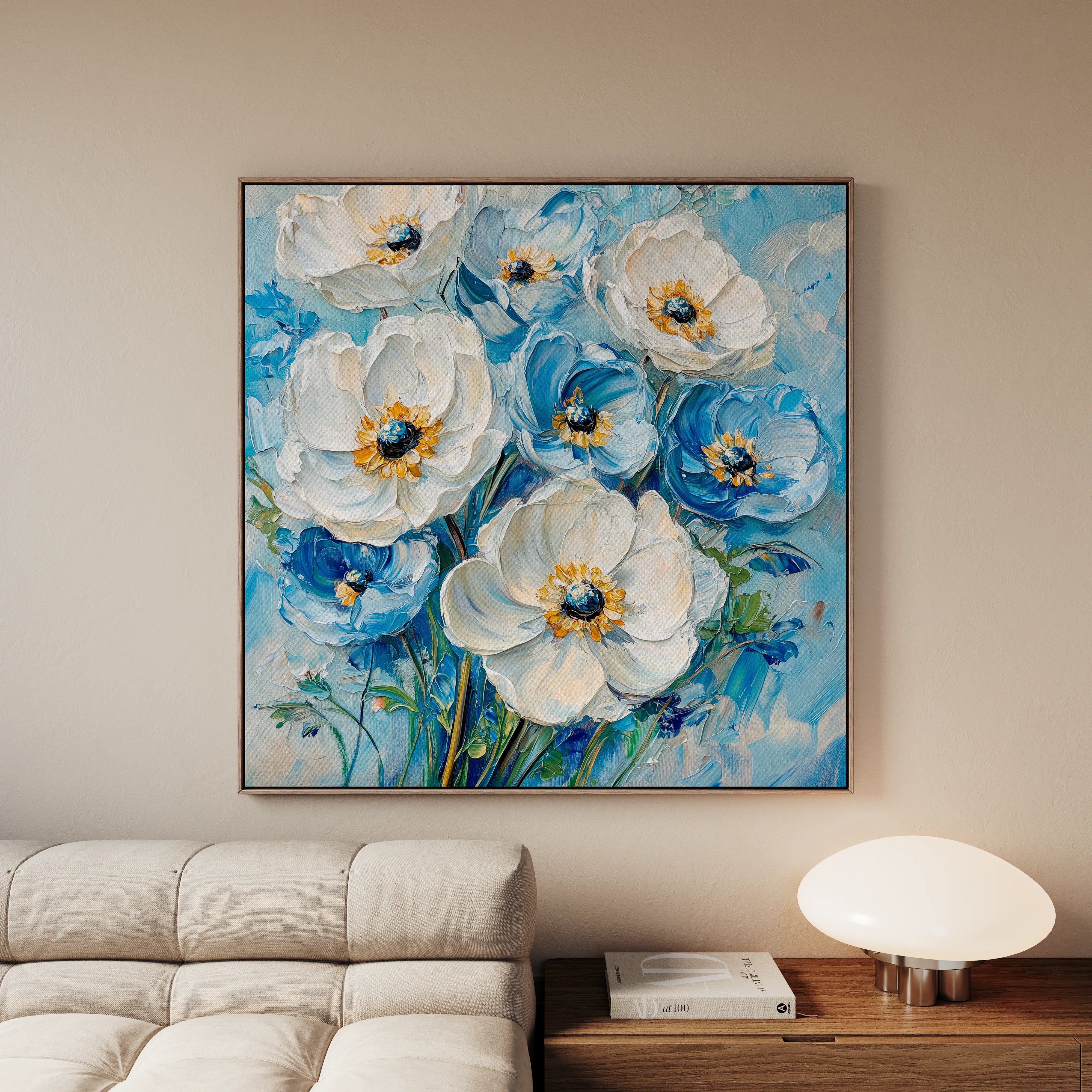 Floral 1329 Canvas Art 16" x 16" / 40 x 40 cm / Black