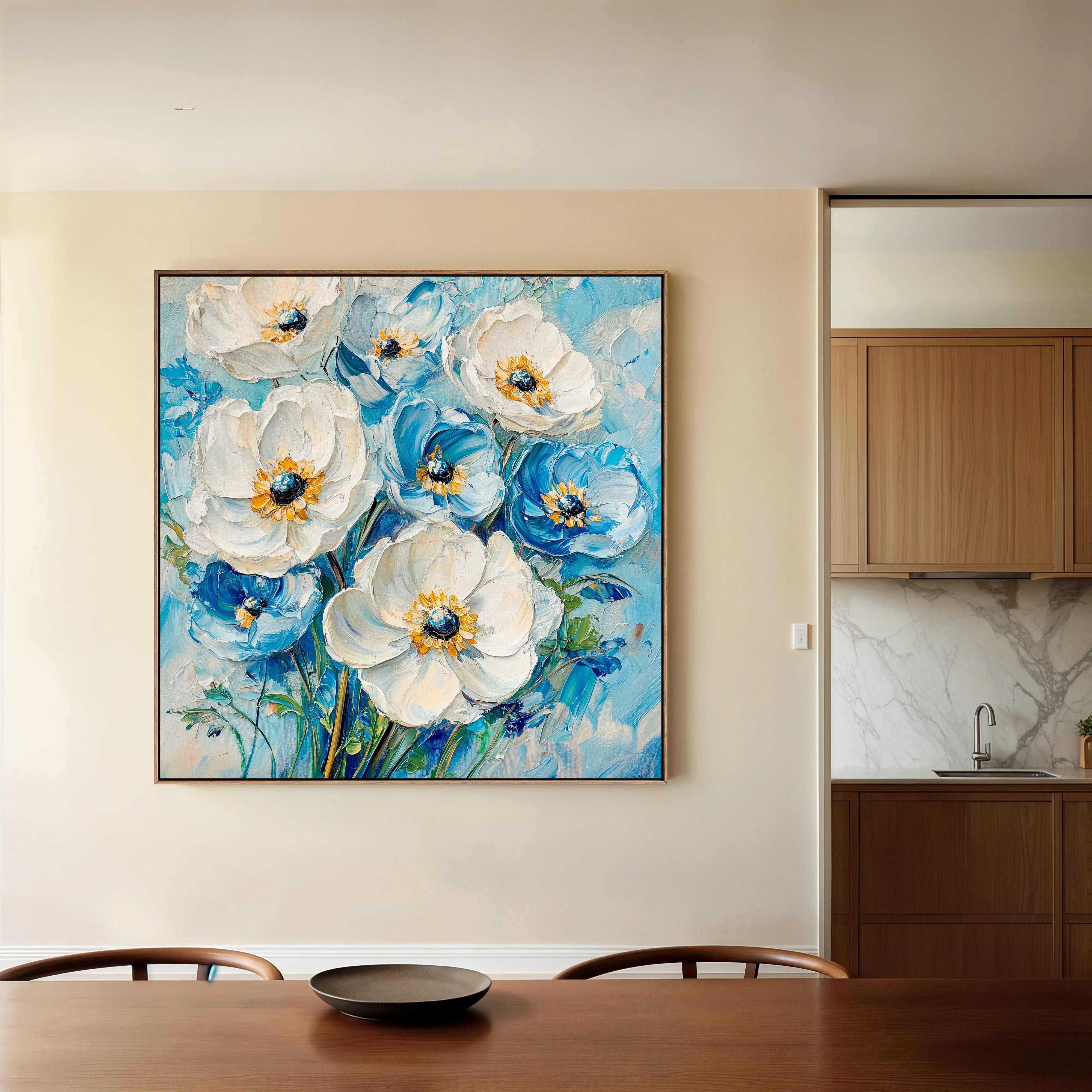 Floral 1329 Canvas Art 16" x 16" / 40 x 40 cm / Black