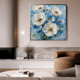 Floral 1329 Canvas Art 16" x 16" / 40 x 40 cm / Black