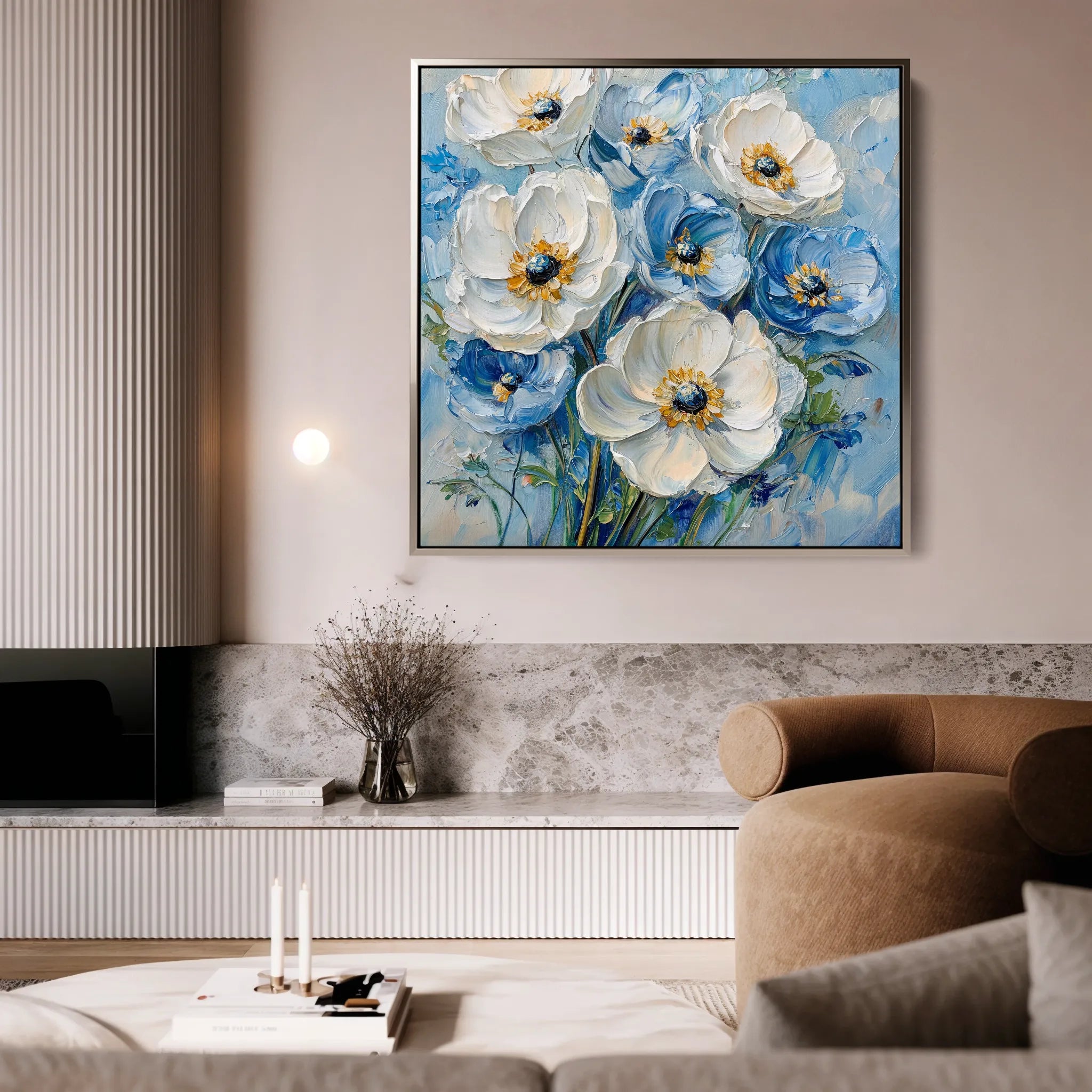 Floral 1329 Canvas Art 16" x 16" / 40 x 40 cm / Black