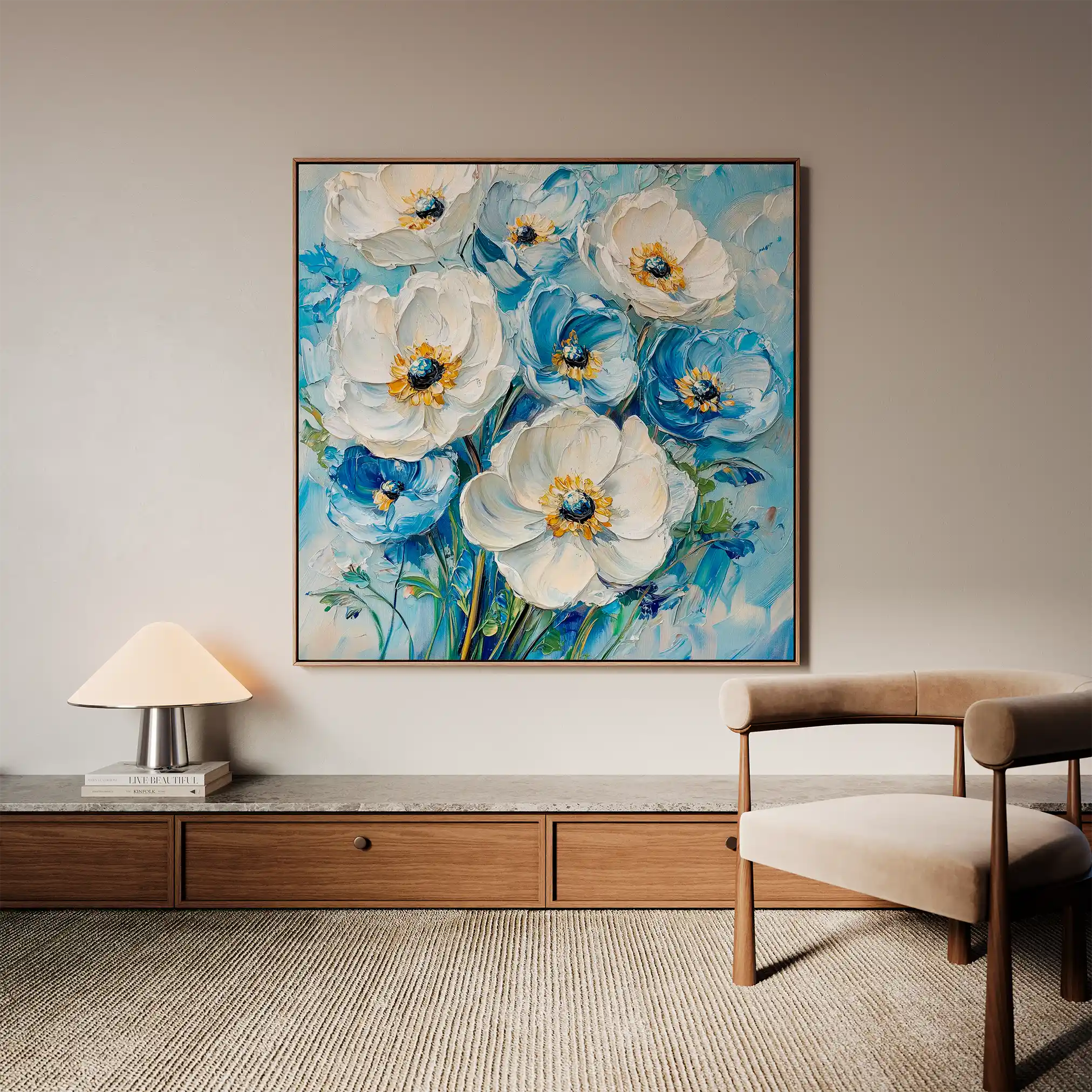 Floral 1329 Canvas Art 60 x 60 cm / Black