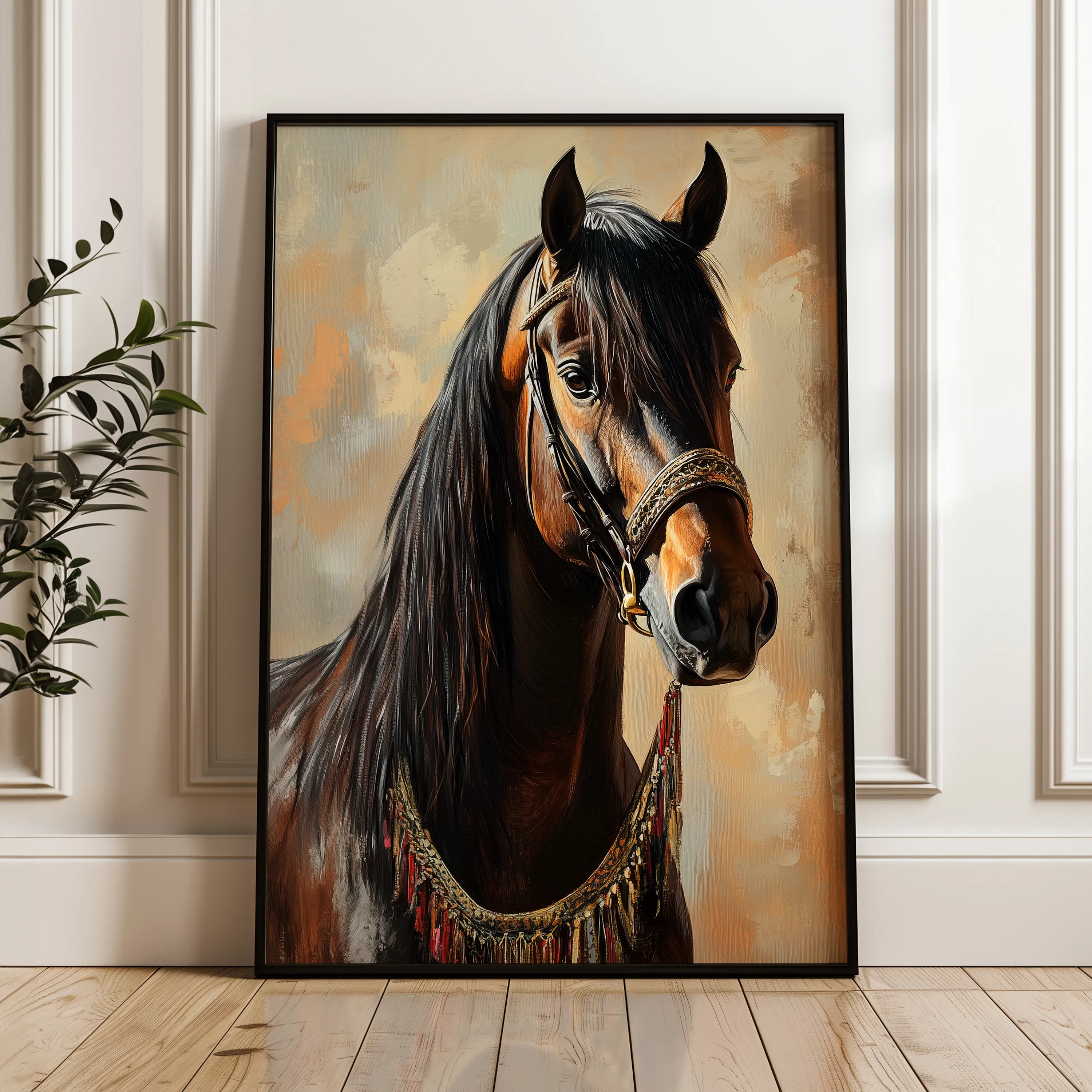 Horses 133 Canvas Art 18" x 24" / 45 x 60 cm / Black