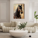 Horses 133 Canvas Art 18" x 24" / 45 x 60 cm / Black
