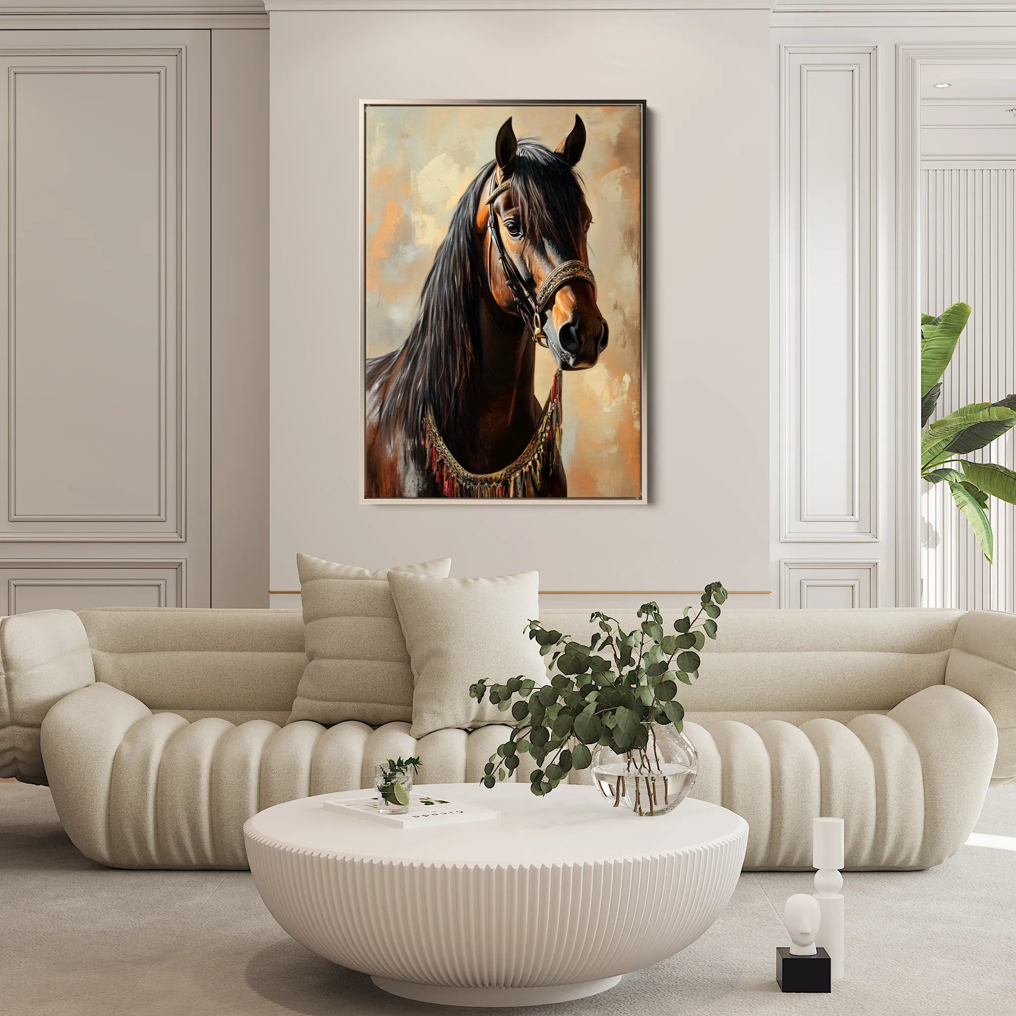 Horses 133 Canvas Art 18" x 24" / 45 x 60 cm / Black